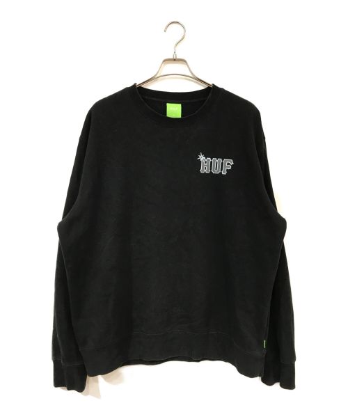 【中古・古着通販】HUF (ハフ) ロゴスウェット ブラック サイズ