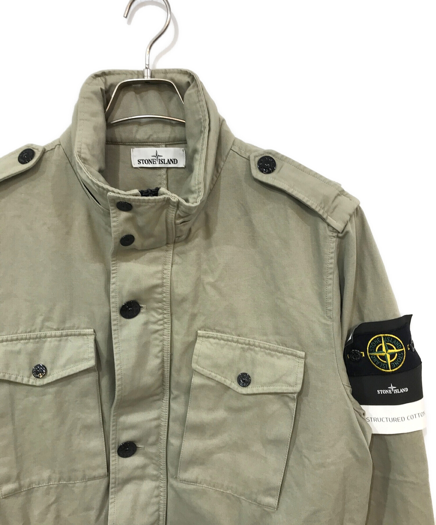 STONE ISLAND (ストーンアイランド) Grey Structured Cotton Multipocket Field Jacket  グリーン サイズ:L