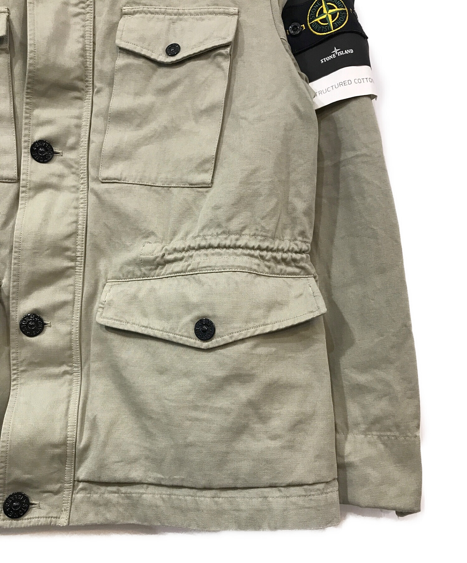 STONE ISLAND (ストーンアイランド) Grey Structured Cotton Multipocket Field Jacket  グリーン サイズ:L