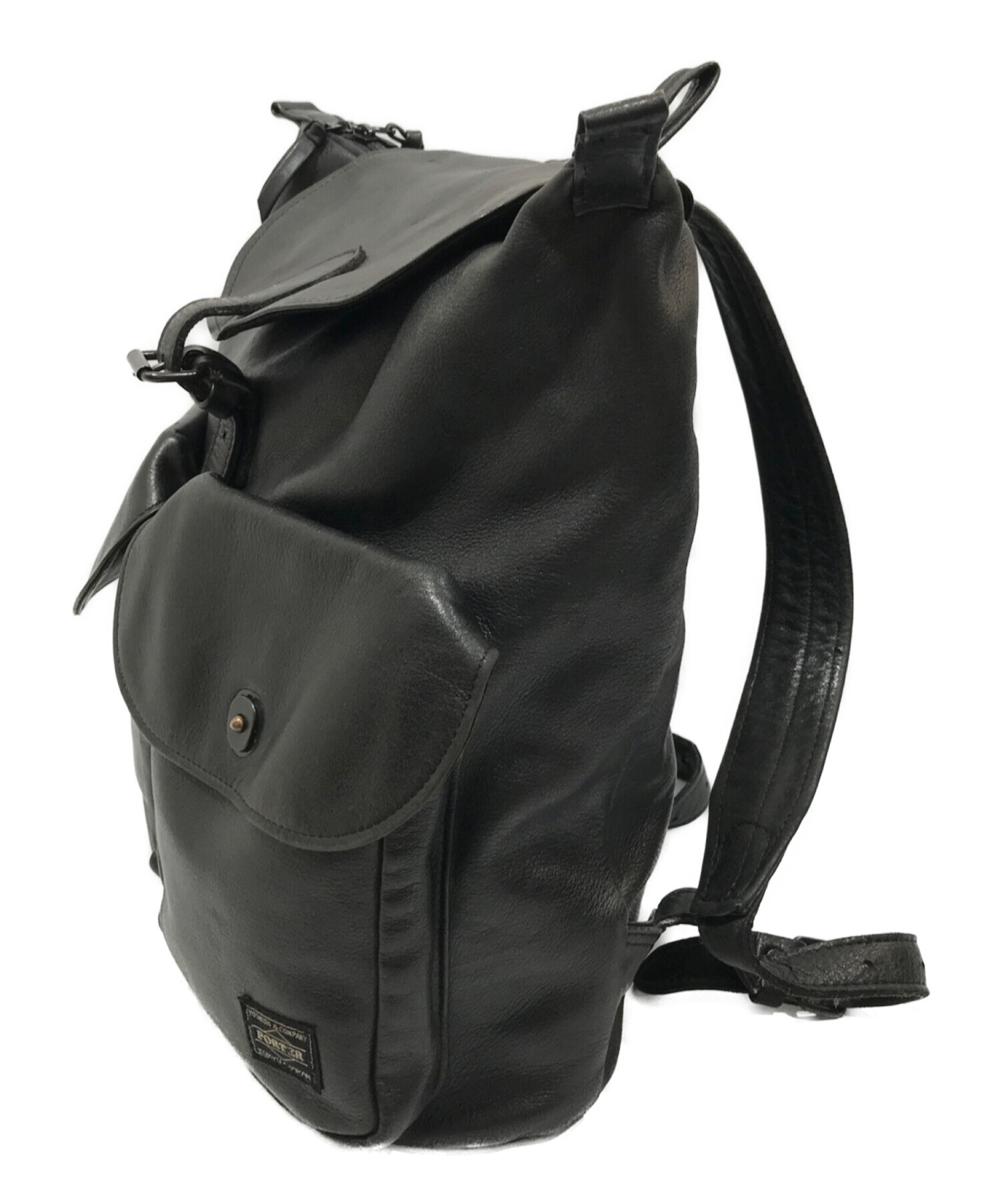 PORTER＿LEATHER BACKPACK＿ポーターレザーリュックブラックサイズ