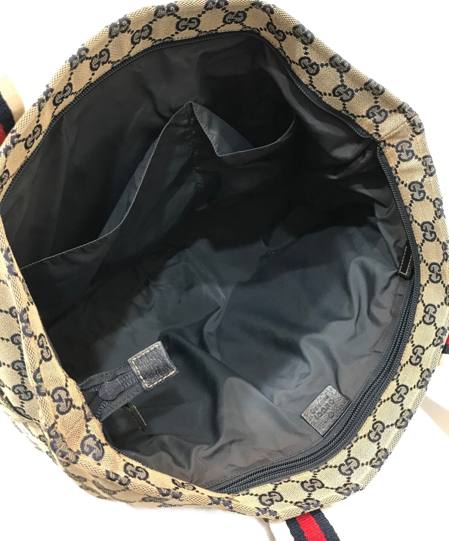 中古・古着通販】GUCCI (グッチ) GGキャンバス レザー マザーズバッグ