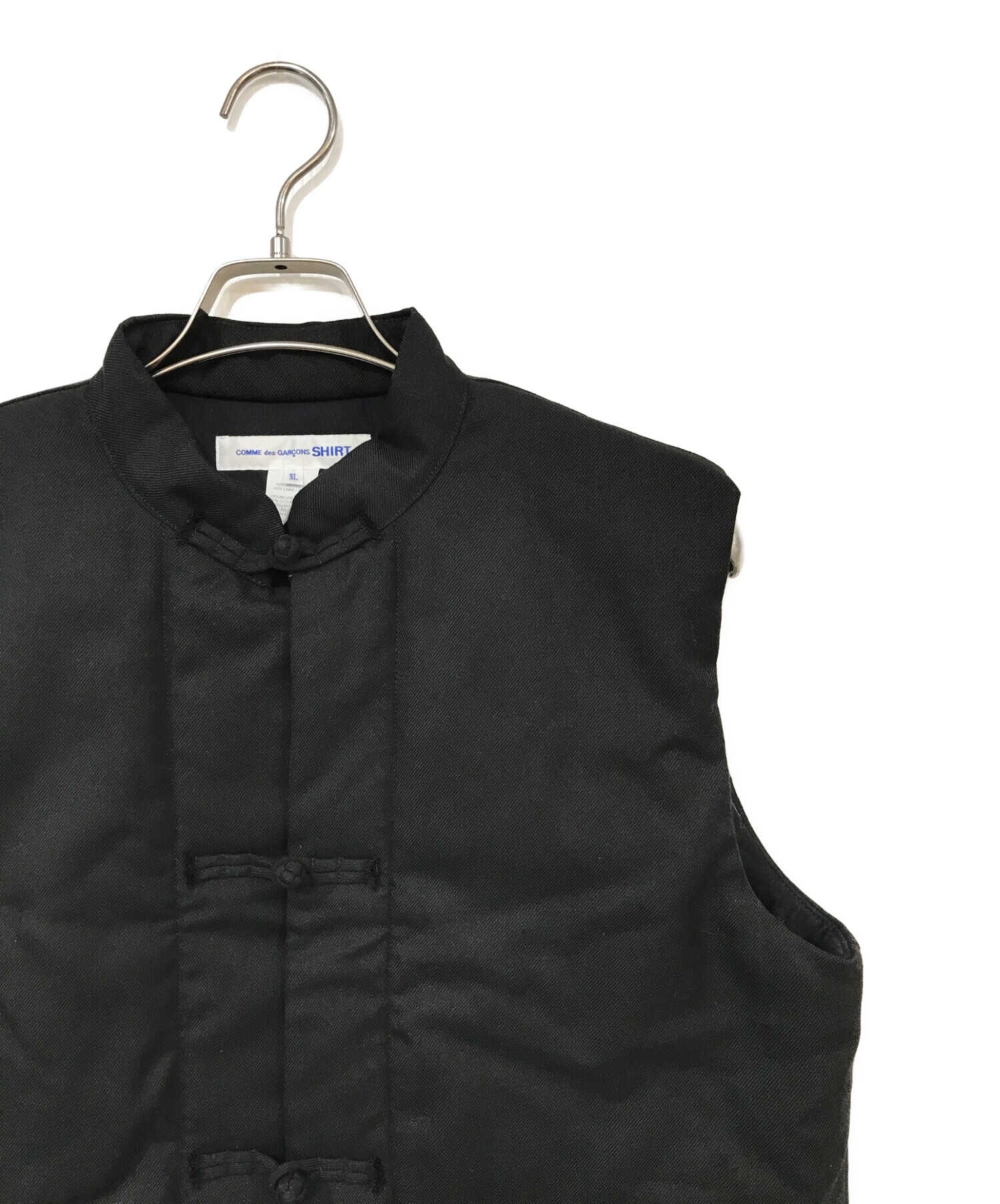COMME des GARCONS SHIRT (コムデギャルソンシャツ) ウールギャバジン中綿チャイナベスト ブラック サイズ:XL
