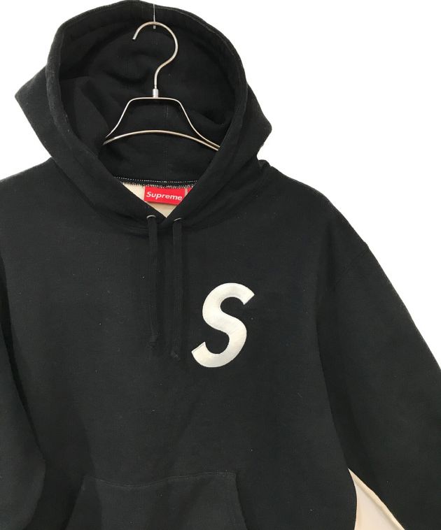 SUPREME (シュプリーム) S Logo Split Hooded Sweatshirt ホワイト×ブラック サイズ:Ｓ