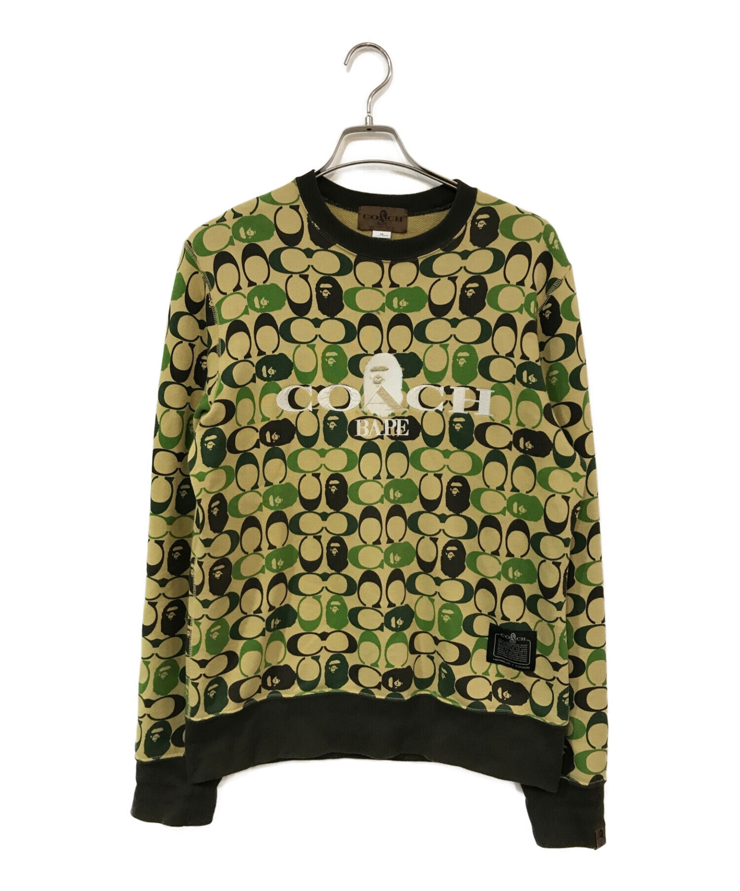 COACH (コーチ) BAPE BY A BATHING APE (ベイプバイアベイシングエイプ) BXC CREWNCK SWTSHRT グリーン  サイズ:M