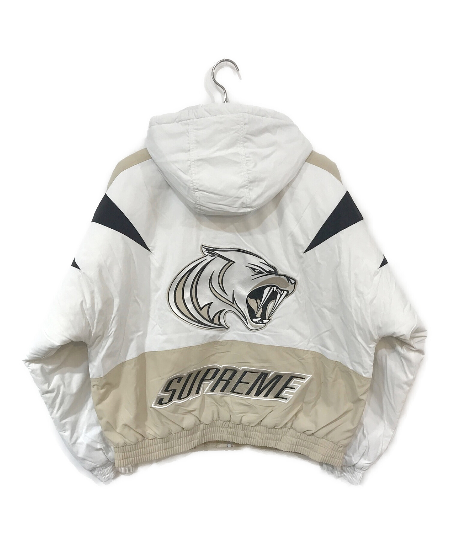 Supreme (シュプリーム) Wildcat sideline puffer jacket ベージュ×ホワイト サイズ:M