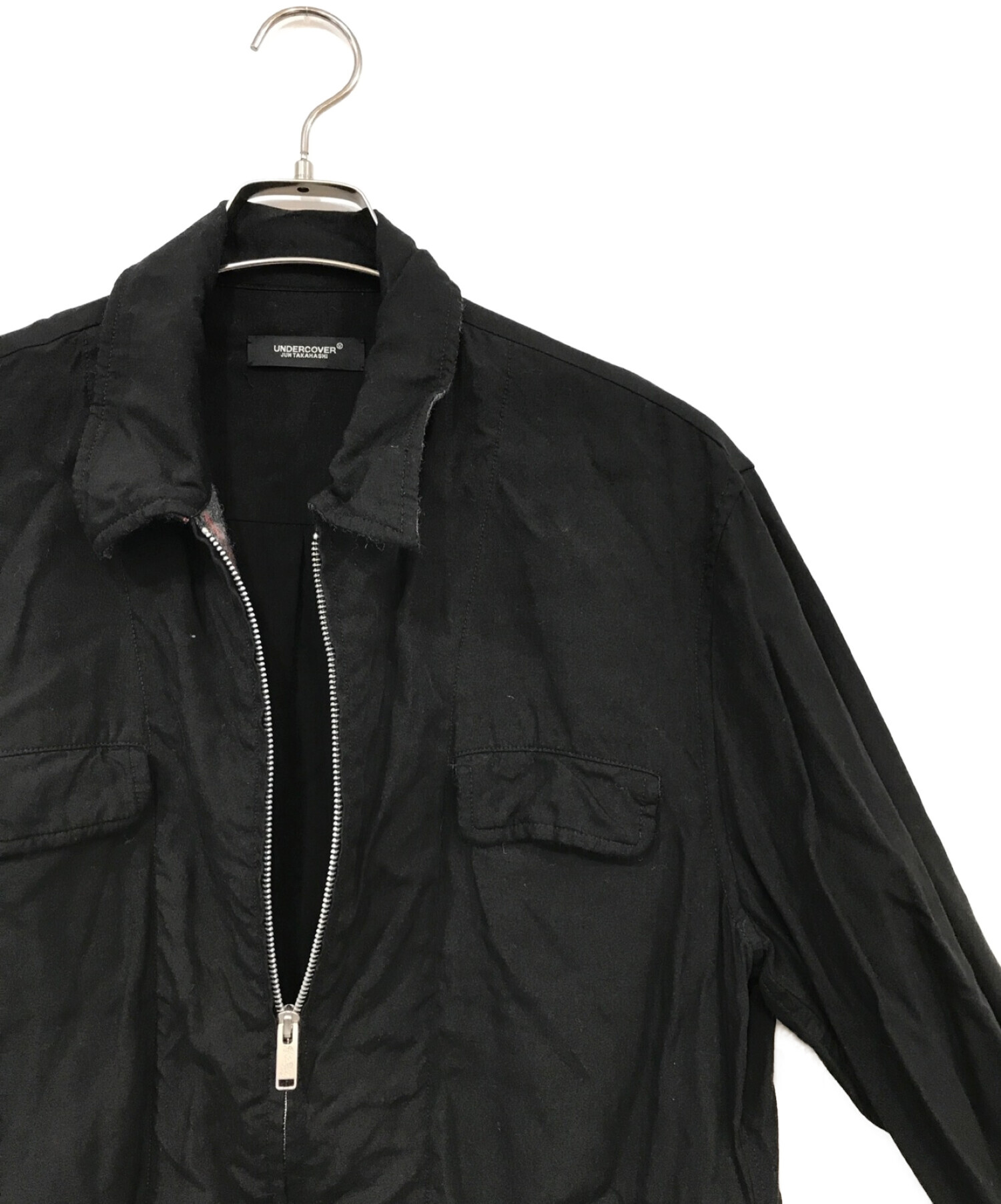 UNDERCOVER (アンダーカバー) レーヨン裏チェックシャツ縮絨ブルゾン ブラック サイズ:2