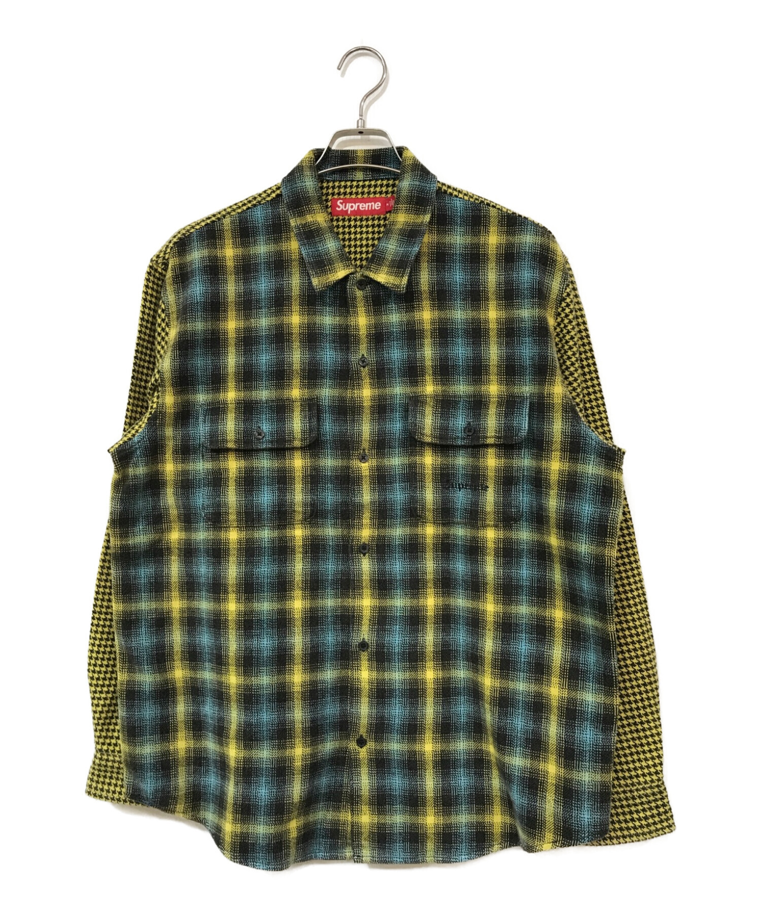 SUPREME (シュプリーム) Houndstooth Plaid flannel shirt イエロー サイズ:Ｍ