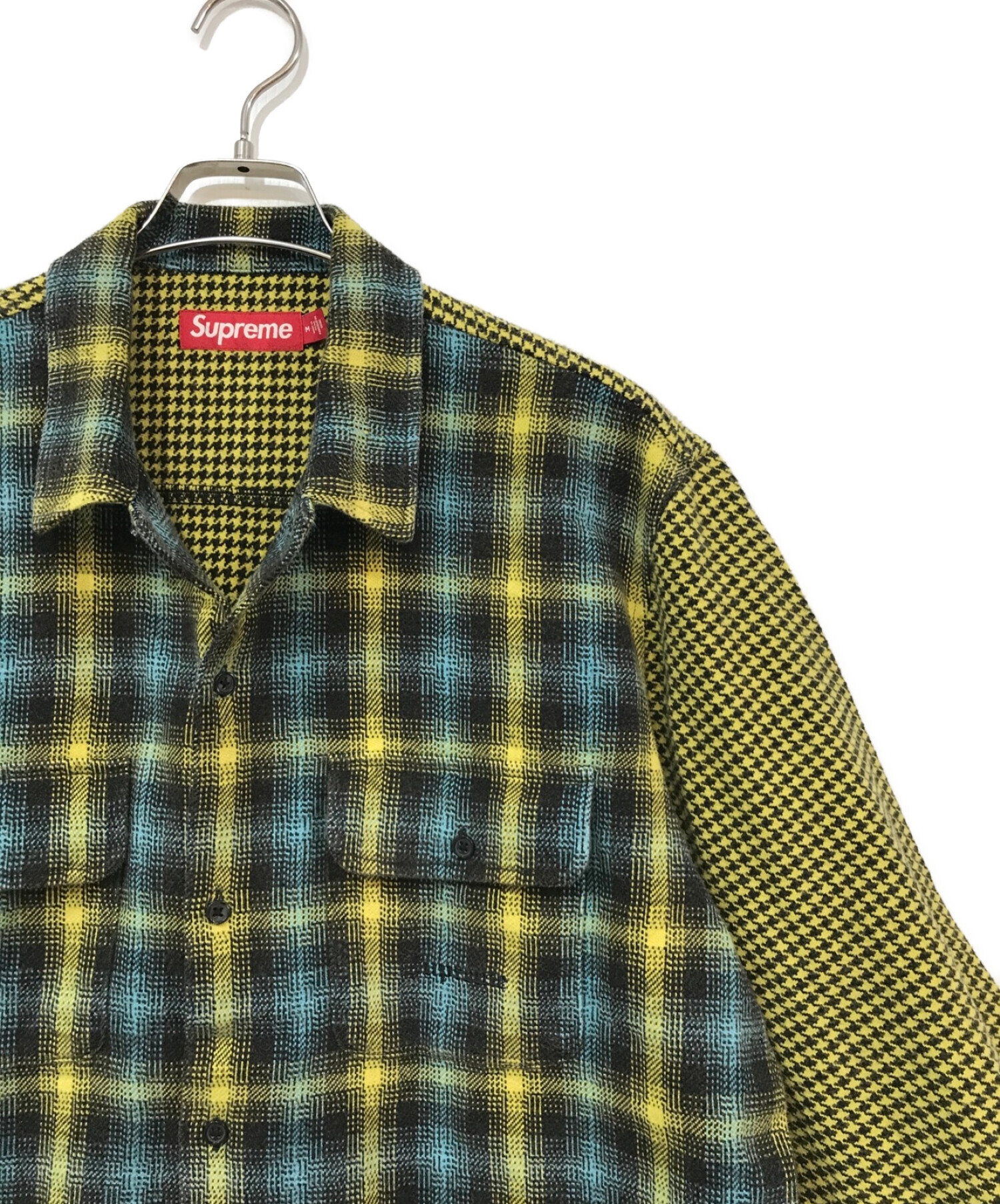 SUPREME (シュプリーム) Houndstooth Plaid flannel shirt イエロー サイズ:Ｍ