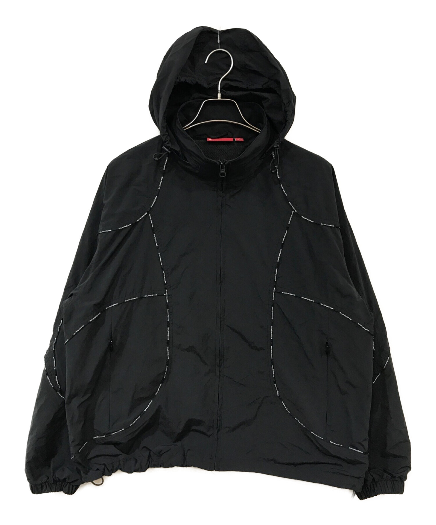 SUPREME (シュプリーム) logo piping hooded track jacket ブラック サイズ:Ｍ