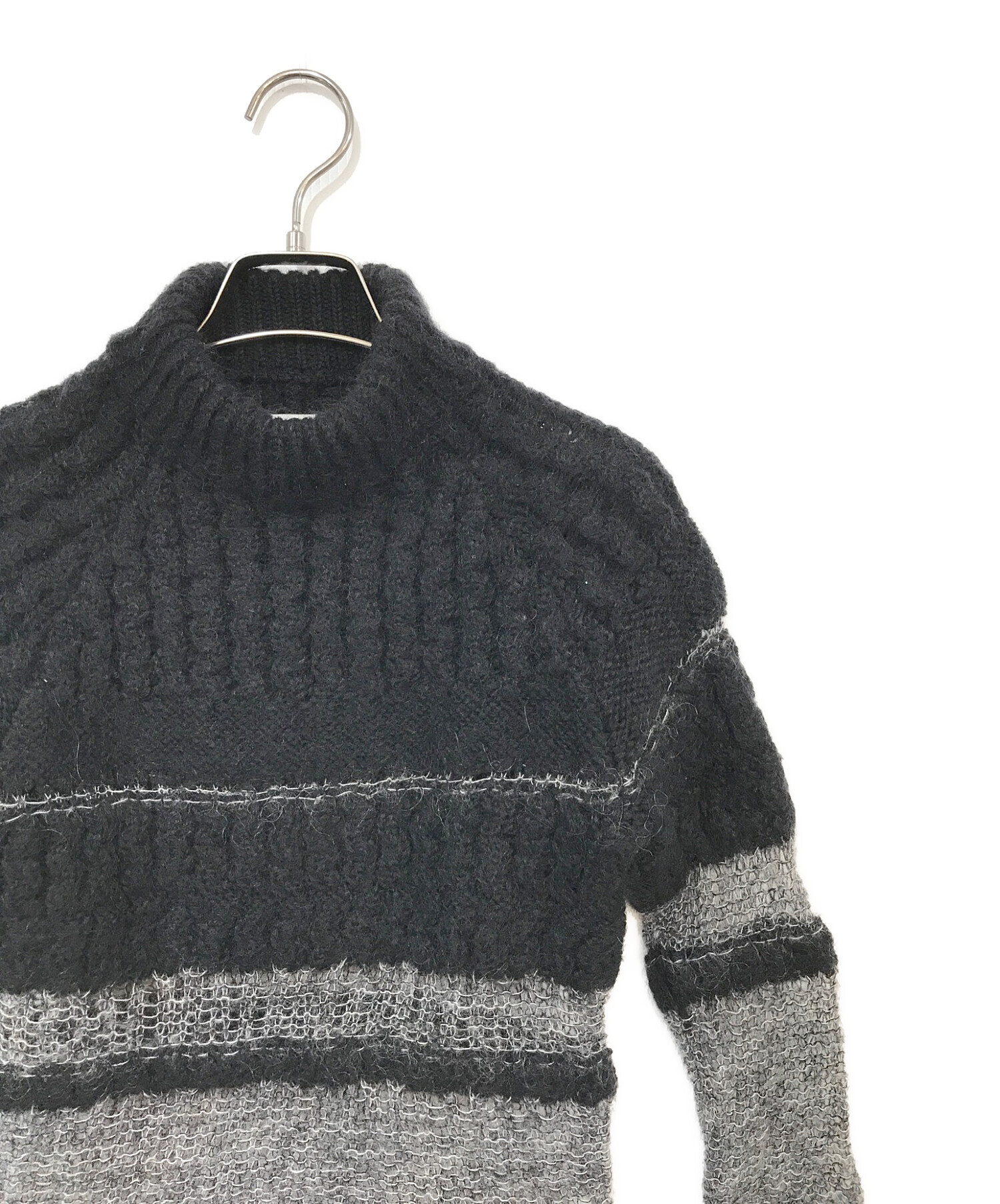 中古・古着通販】AMERI (アメリ) BUMPY SHEER DOCKING KNIT ブラック