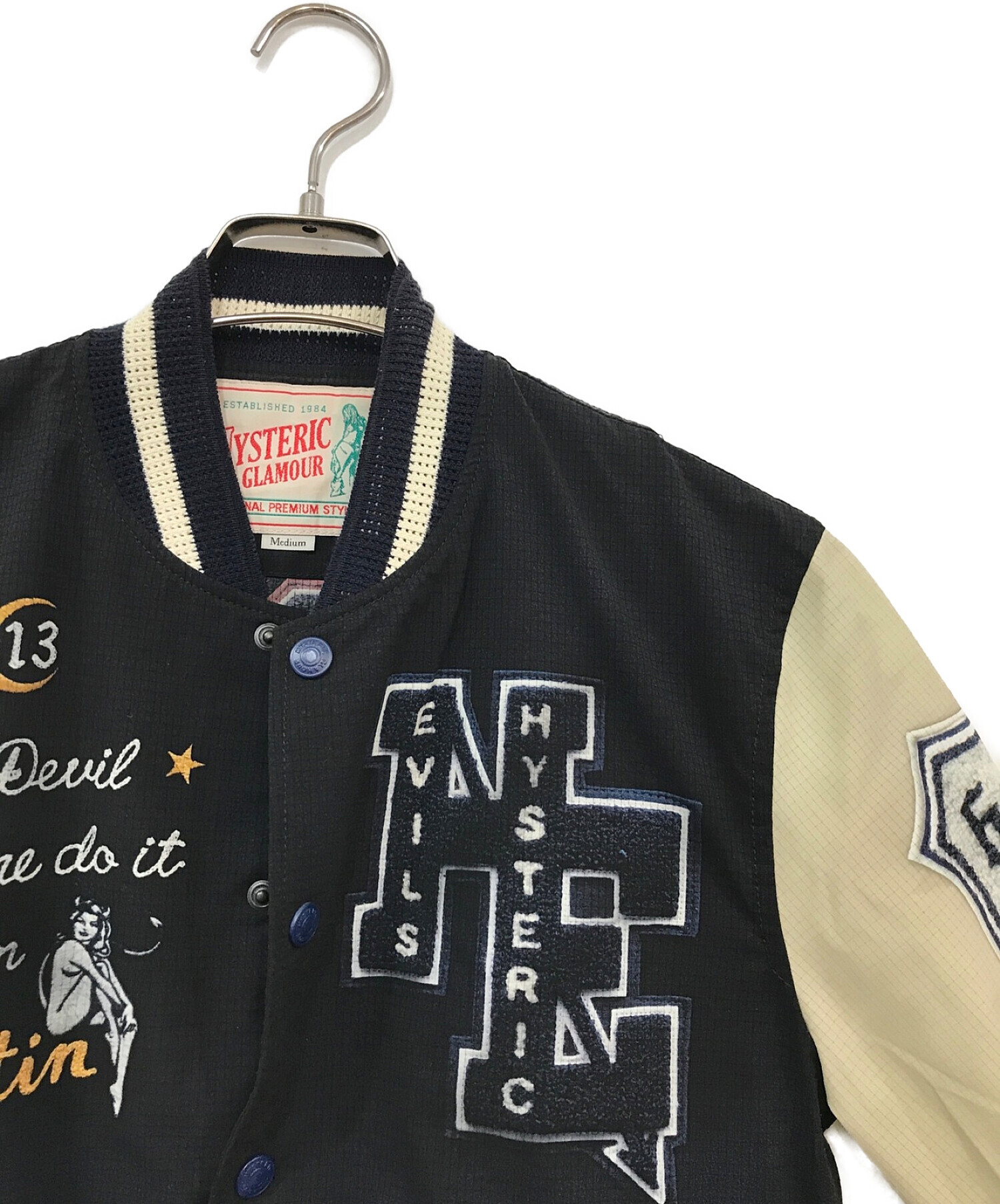 Hysteric Glamour (ヒステリックグラマー) HE PATCH VARSITY PTスタジャン ブラック サイズ:MEDIUM