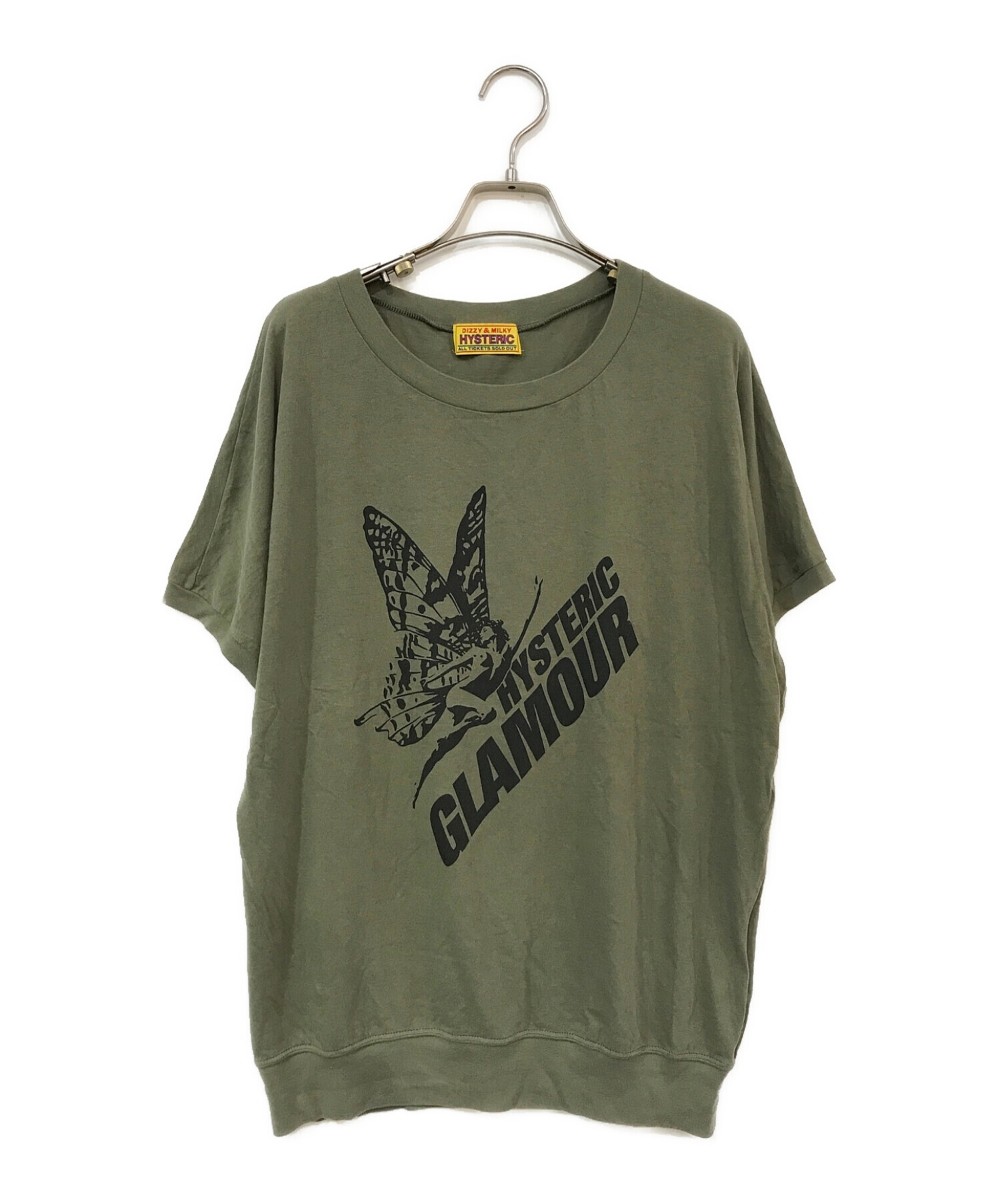 Hysteric Glamour (ヒステリックグラマー) BUTTERFLY GIRL プリント Tシャツ カーキ サイズ:ＦＲＥＥ