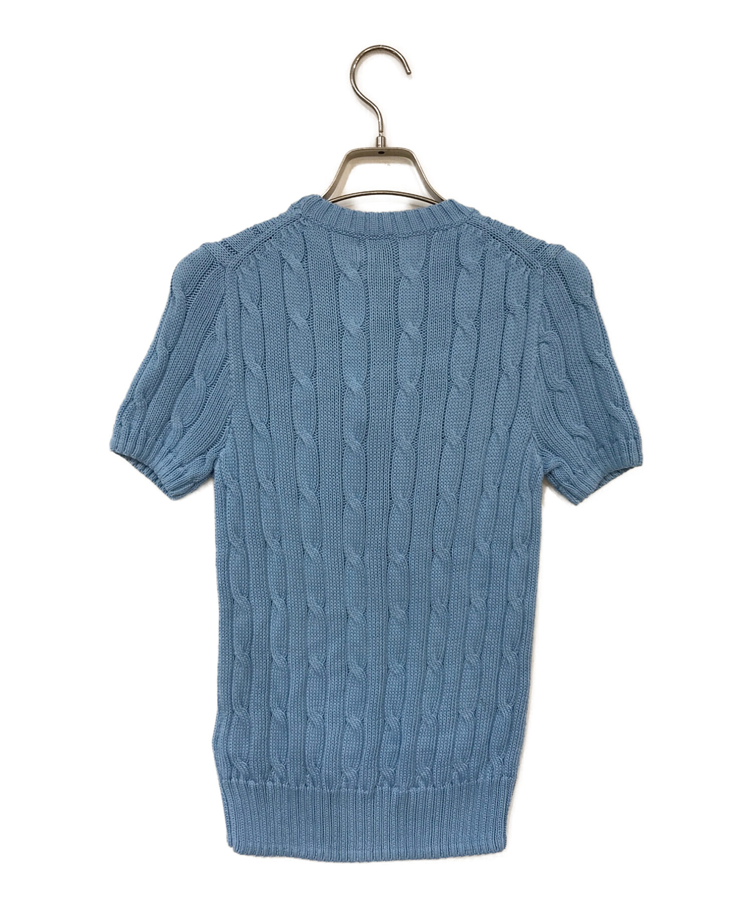 POLO RALPH LAUREN (ポロ・ラルフローレン) 半袖ケーブルニット セーター ブルー サイズ:S