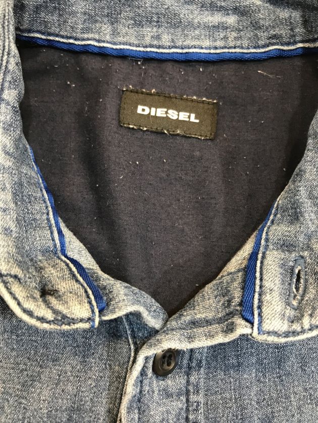 中古・古着通販】DIESEL (ディーゼル) デニム切り替えシャツ ブルー 