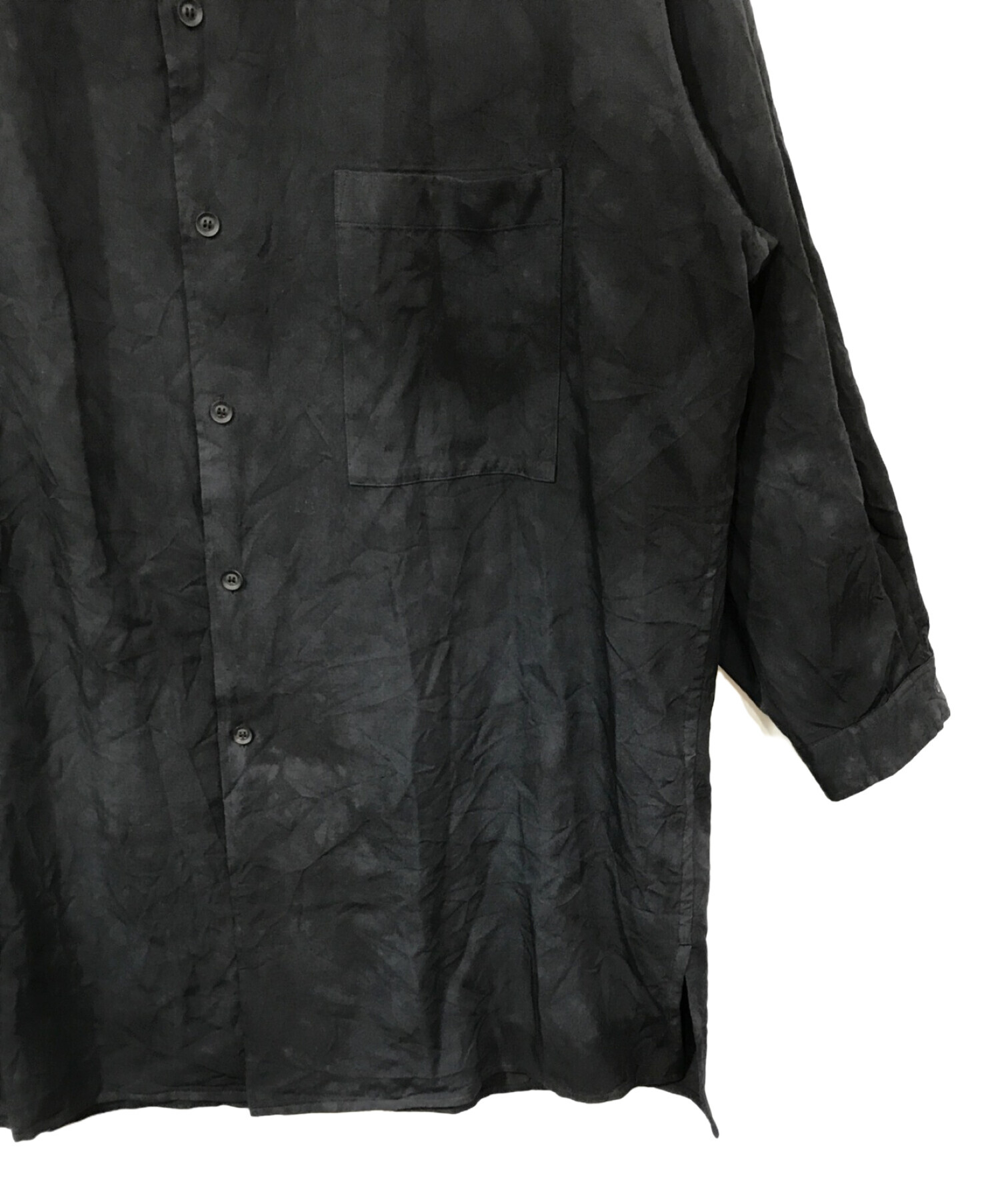 Yohji Yamamoto pour homme (ヨウジヤマモト プールオム) ムラ染めロングシャツ ブラック サイズ:3