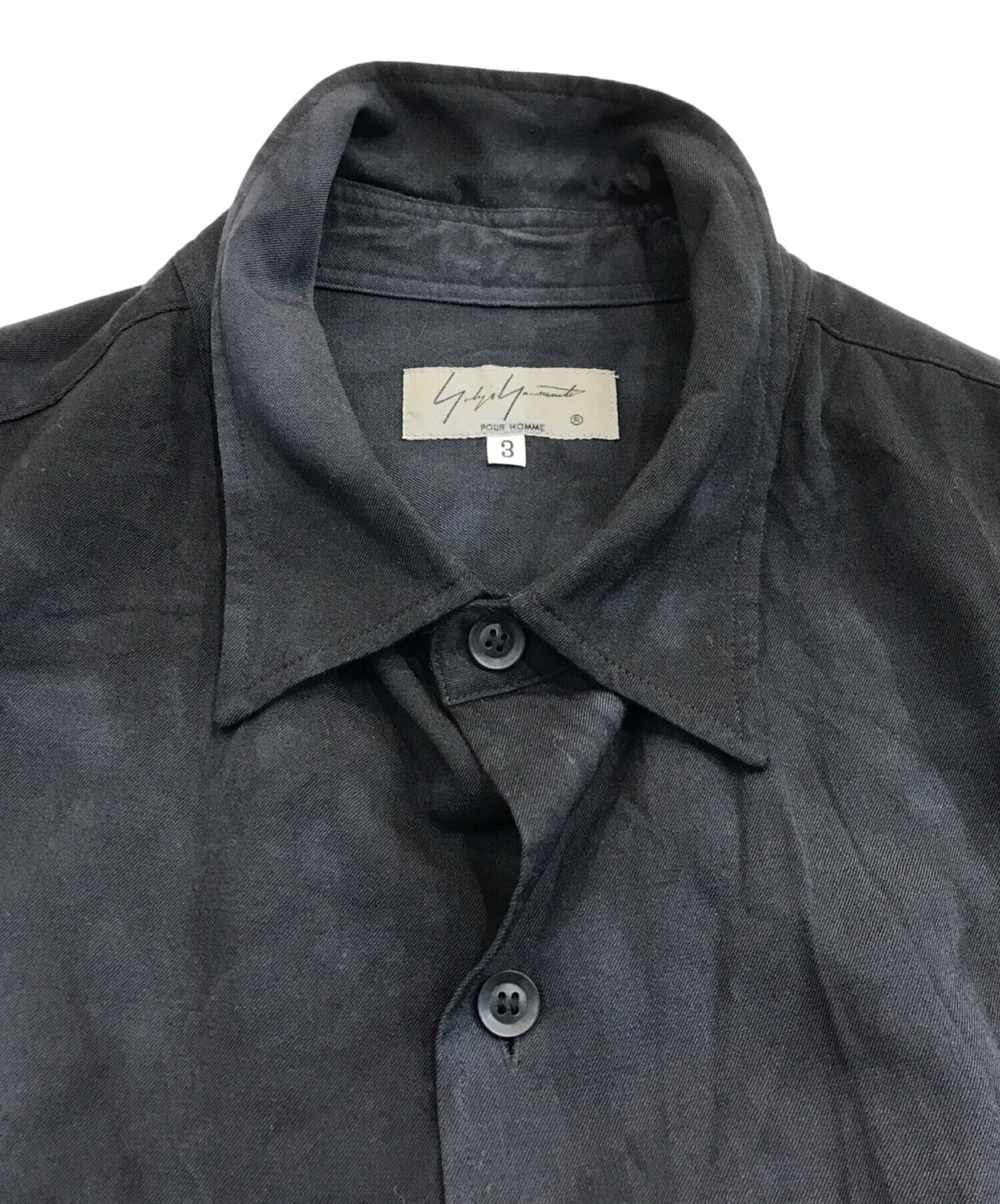 Yohji Yamamoto pour homme (ヨウジヤマモト プールオム) ムラ染めロングシャツ ブラック サイズ:3