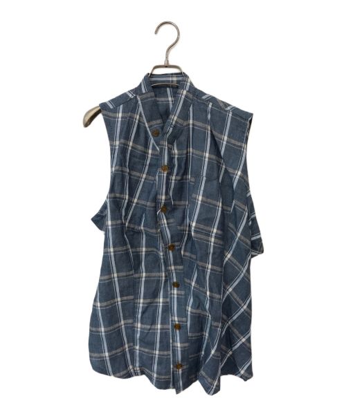 【中古・古着通販】Vivienne Westwood man (ヴィヴィアン ウェストウッド マン) リネン混チェックベスト ブルー  サイズ:44｜ブランド・古着通販 トレファク公式【TREFAC FASHION】スマホサイト