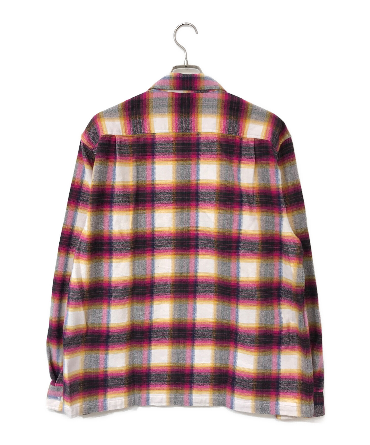 SUPREME (シュプリーム) Shadow plaid flannel shirt ピンク×ホワイト サイズ:L