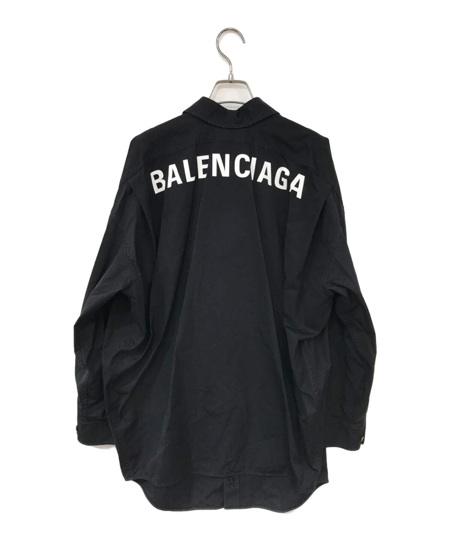 中古・古着通販】BALENCIAGA (バレンシアガ) バックロゴ ボタンダウン オーバーサイズシャツ ブラック サイズ:32｜ブランド・古着通販  トレファク公式【TREFAC FASHION】スマホサイト