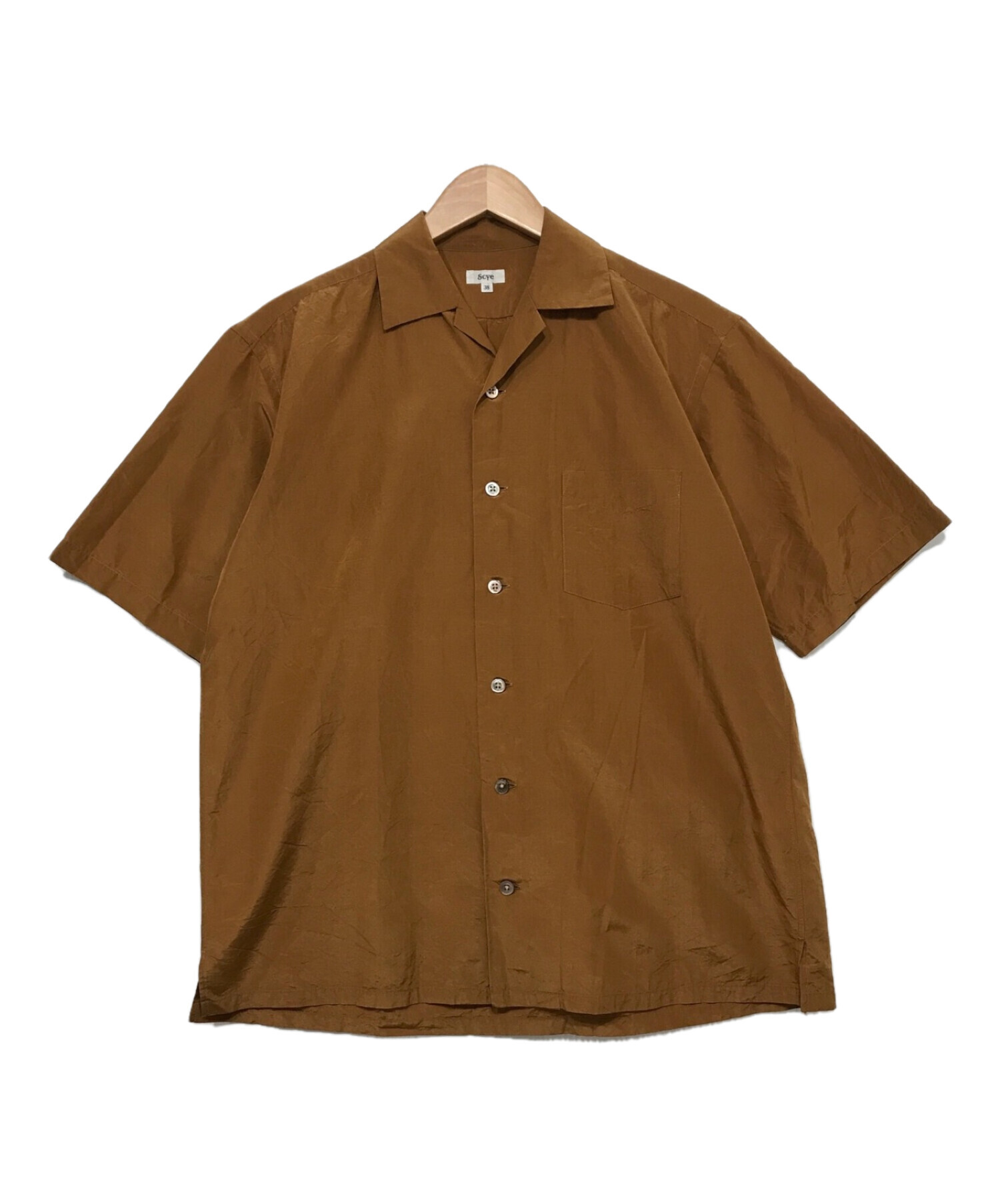 SCYE (サイ) シルクコットンオープンカラーシャツ ブラウン サイズ:38