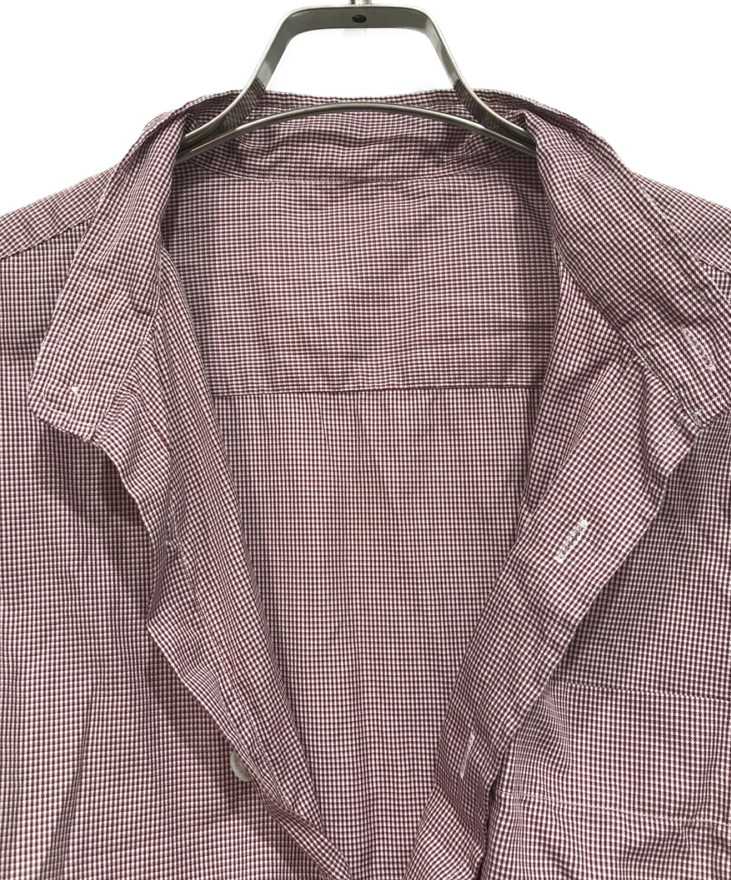 Porter Classic (ポータークラシック) SWISS COTTON STAND COLLAR CHECK SHIRT レッド サイズ:2