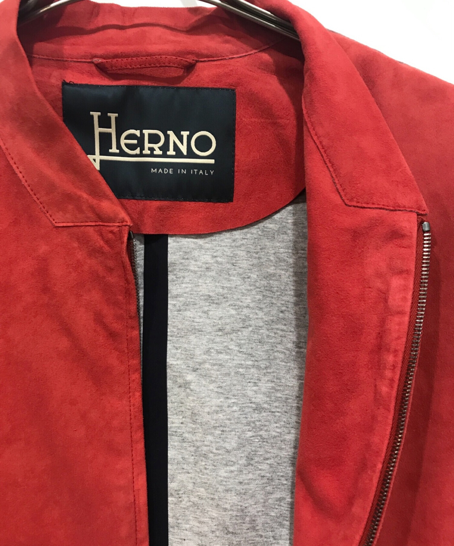 中古・古着通販】HERNO (ヘルノ) ゴートスエードレザーブルゾン レッド