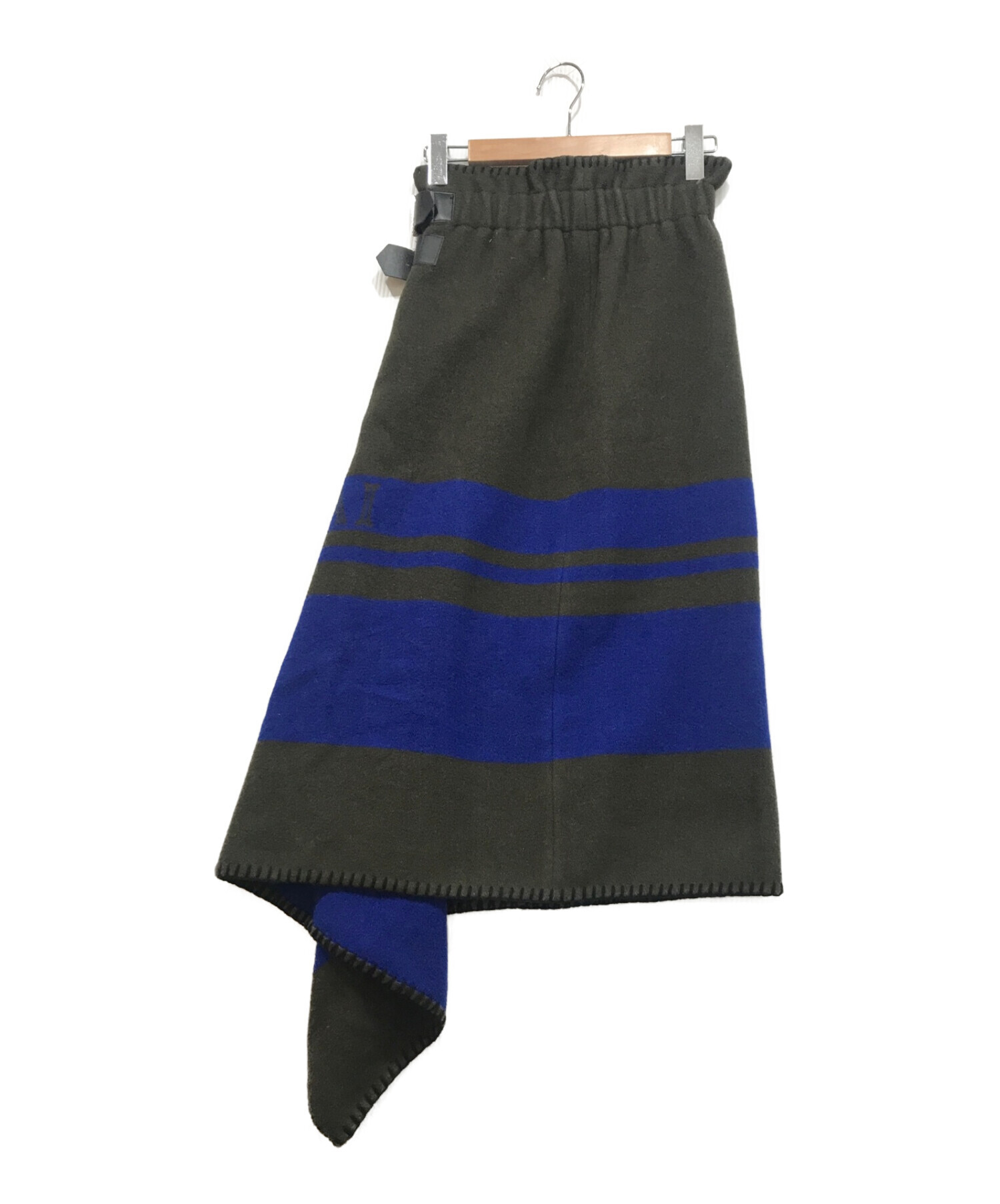 sacai (サカイ) ロゴデザインブランケットスカート オリーブ サイズ:2