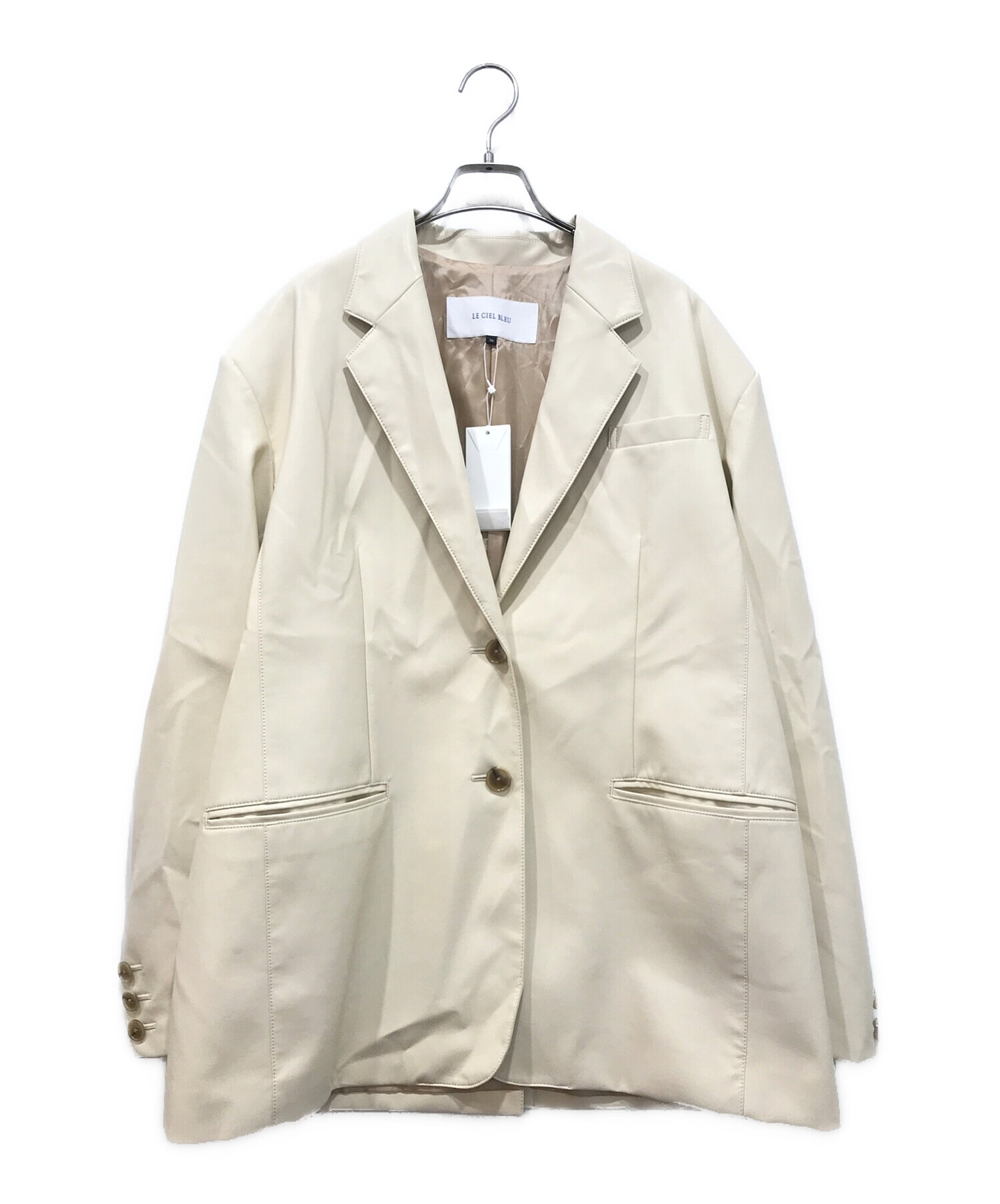 LE CIEL BLEU (ルシェルブルー) Faux Leather Oversized Jacket アイボリー サイズ:36 未使用品
