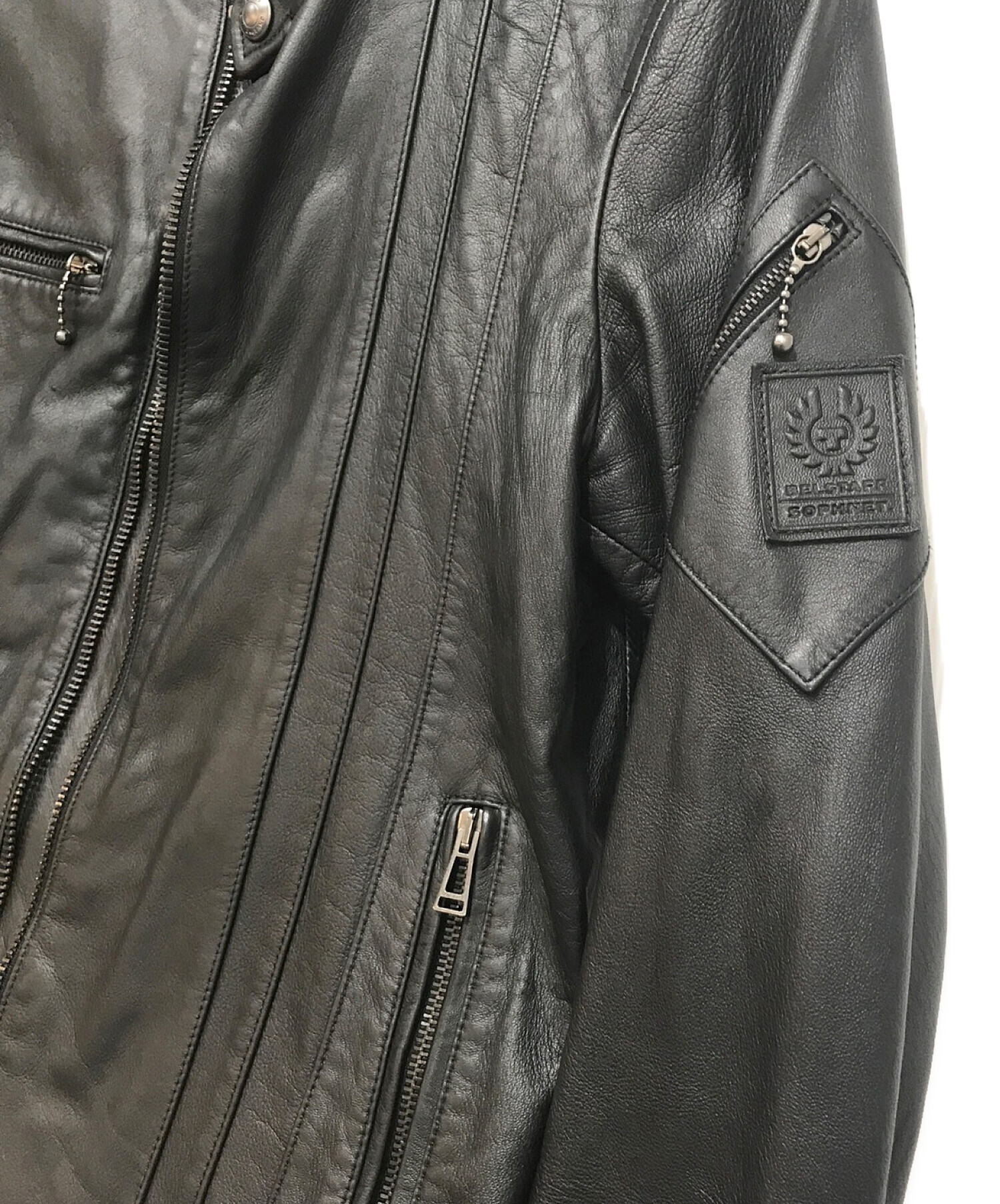 BELSTAFF (ベルスタッフ) SOPHNET. (ソフネット) ラムレザーシングルライダースジャケット ブラック サイズ:46