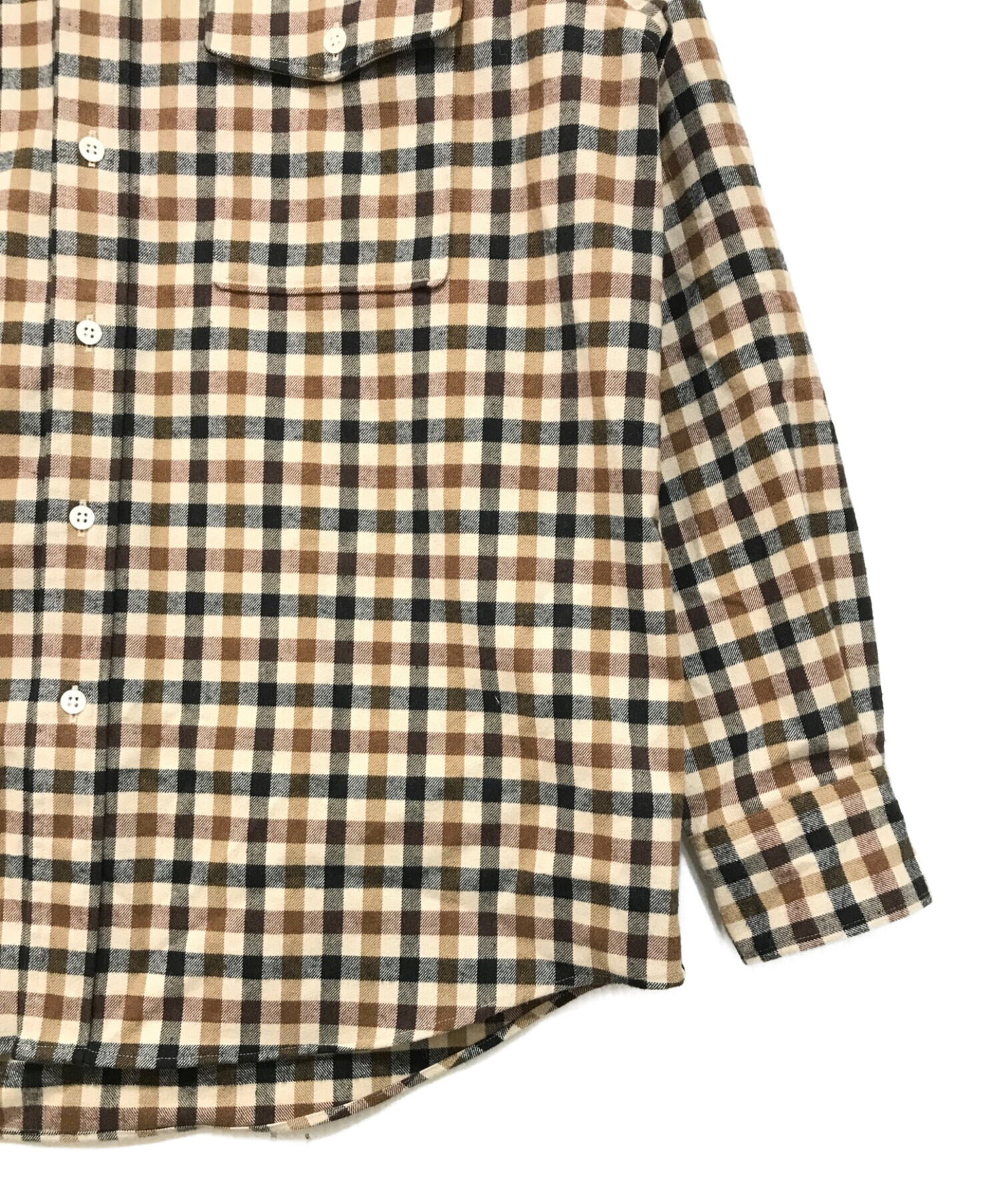 Ernie Palo (アーニーパロ) Flannel W Pocket Shirt ブラウン サイズ:46