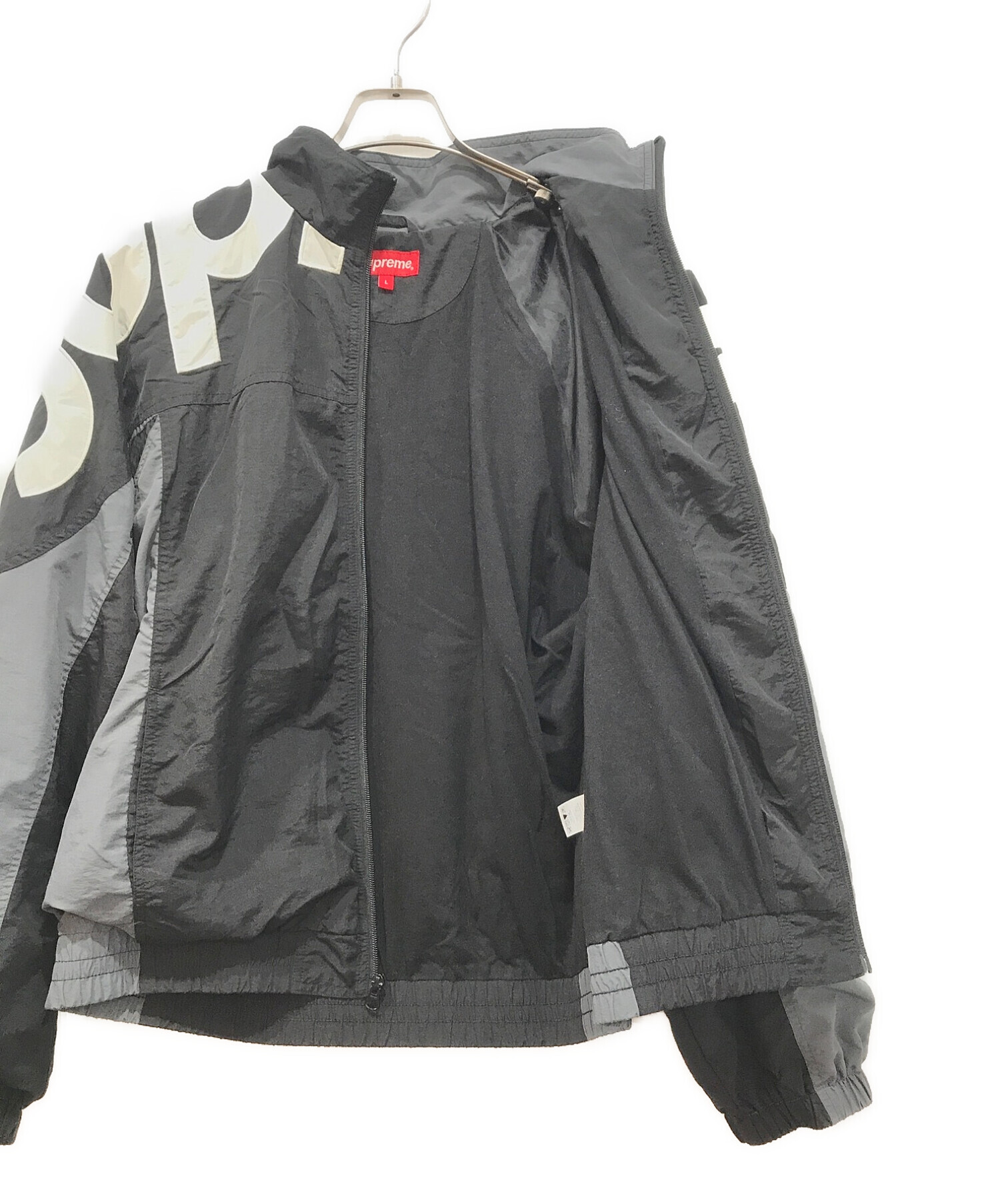 SUPREME (シュプリーム) Shoulder Logo Track Jacket グレー×ブラック サイズ:L