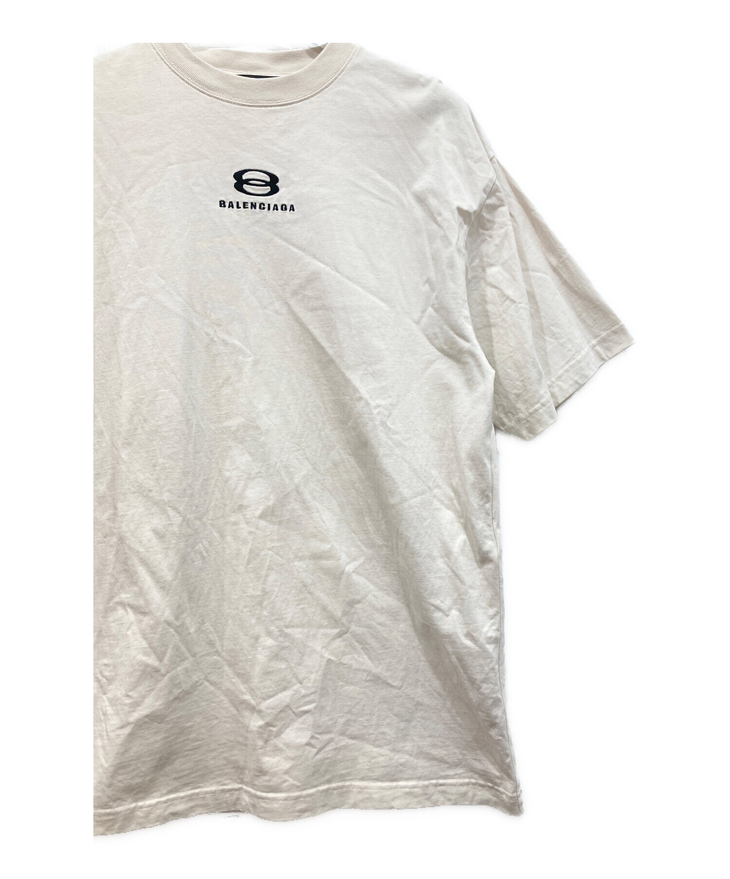 BALENCIAGA バレンシアガ 22SS Unity 3/4 Sleeves Tee ユニティ7分袖Tシャツ オーバーサイズ ロゴ刺繍 ダメージ加工カットソー ブラック 699190 TMVC8