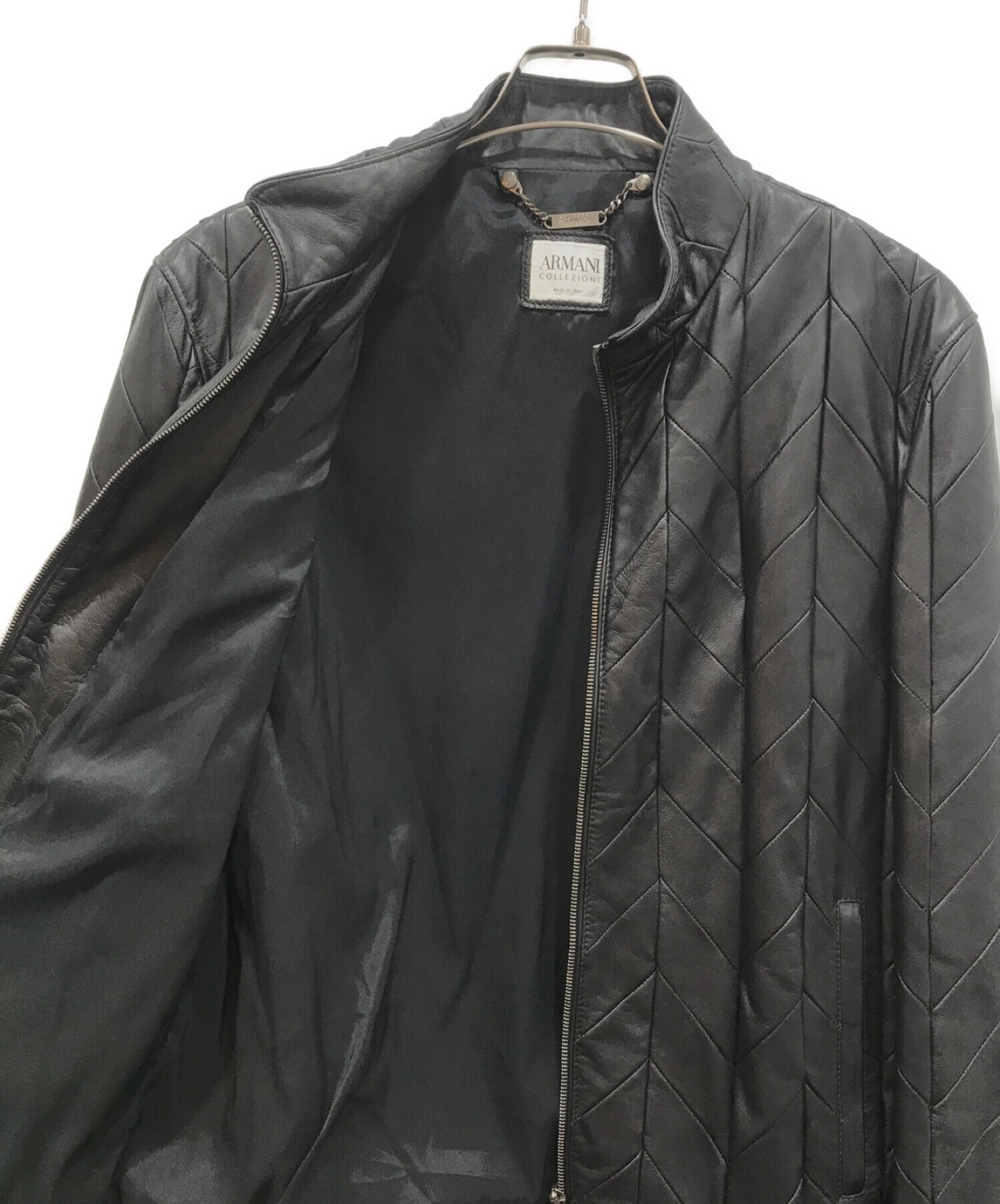 ARMANI COLLEZIONI (アルマーニ コレツィオーニ) ラムレザージャケット ブラック サイズ:50