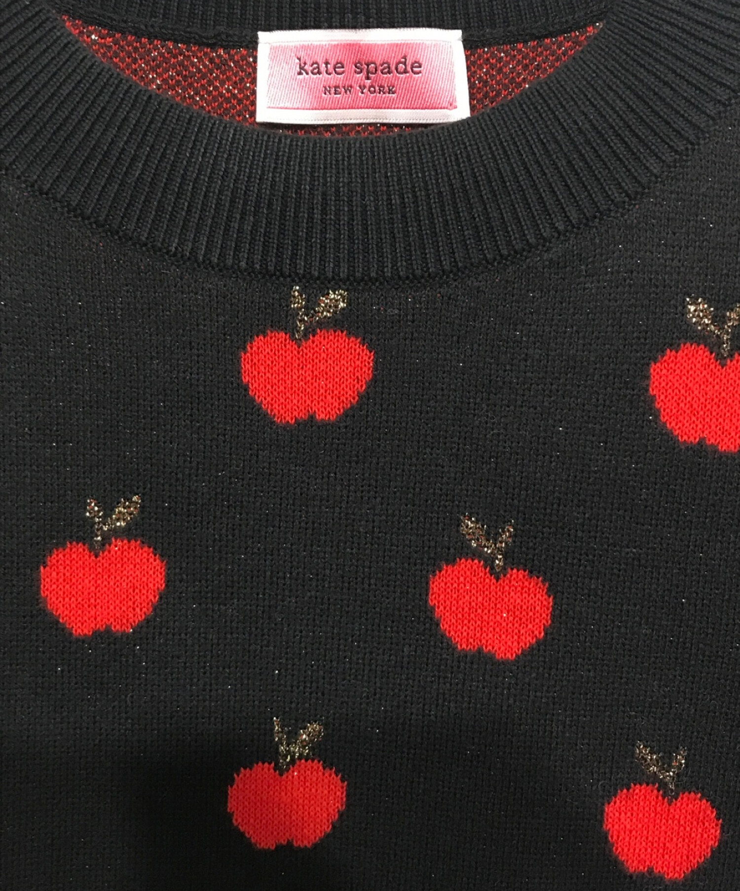 Kate Spade (ケイトスペード) apple toss jacquard sweate ブラック×レッド サイズ:XS