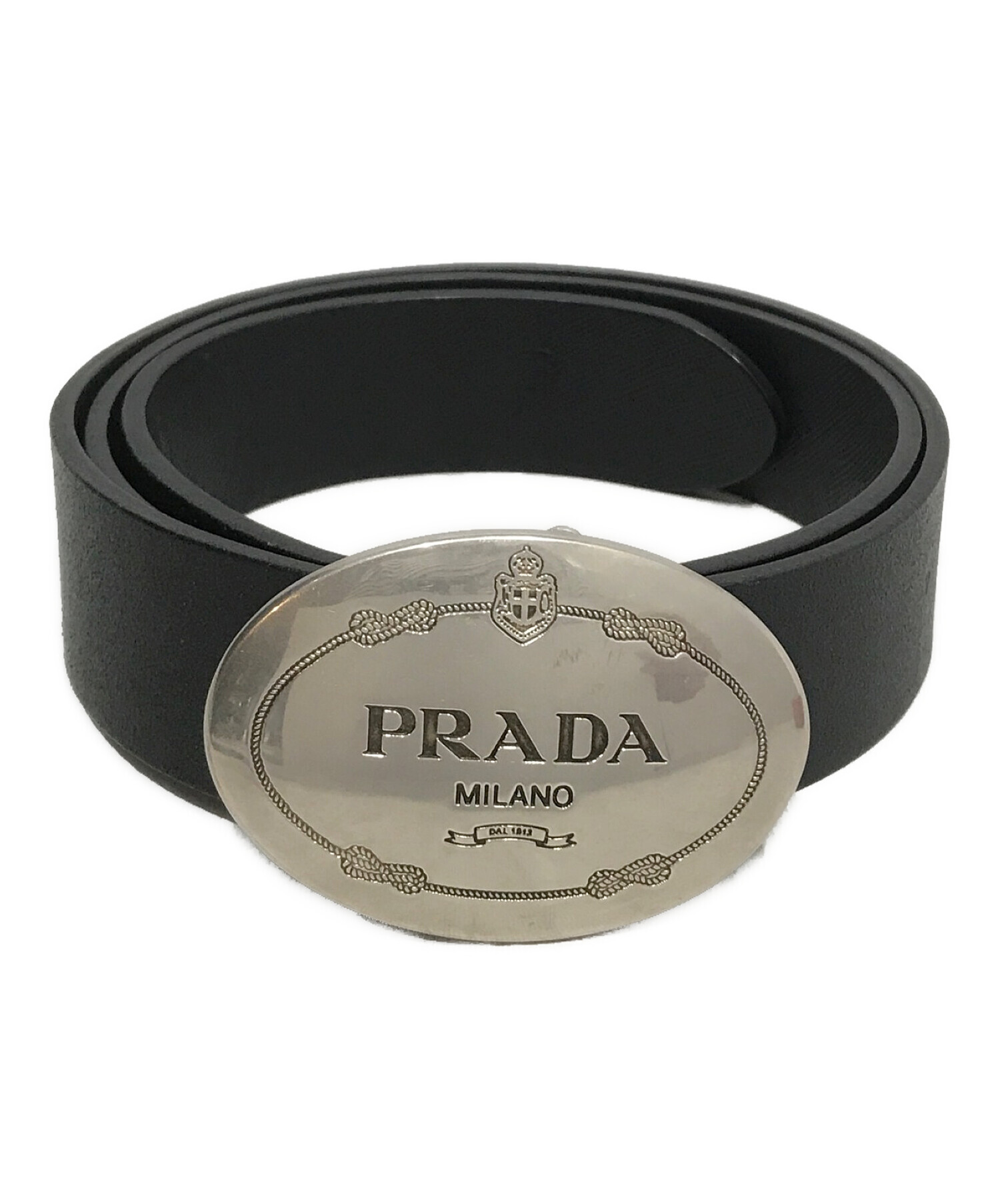 PRADA (プラダ) バックルレザーベルト ブラック サイズ:36/90