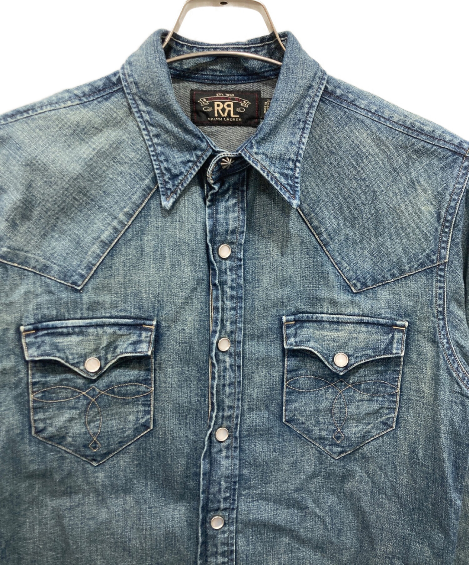 税込】 RRL インディゴ バッファロー ウエスタン シャツ S