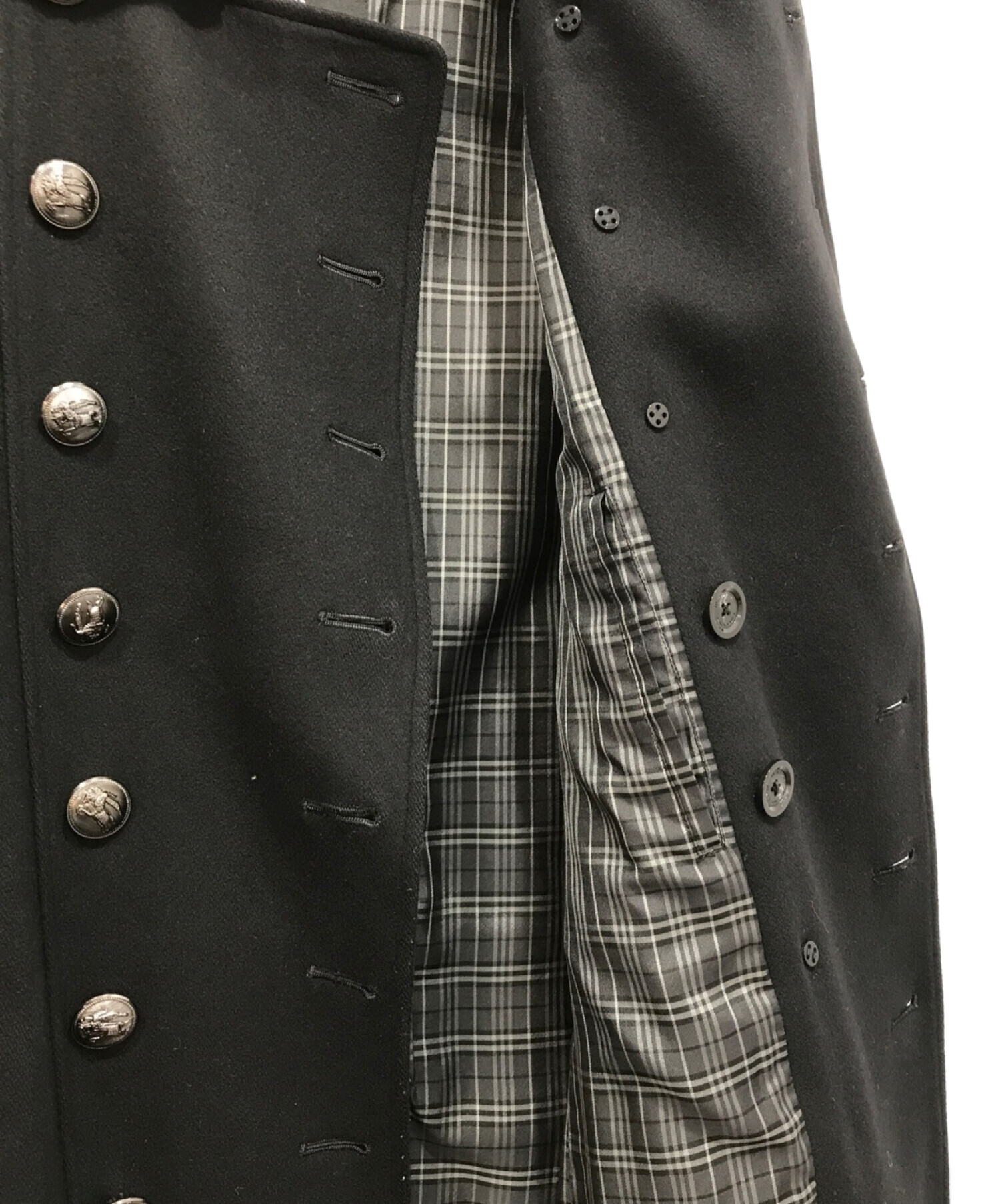 中古・古着通販】BURBERRY BLACK LABEL (バーバリーブラックレーベル) カシミヤ混メタルボタンナポレオンコート ブラック  サイズ:L｜ブランド・古着通販 トレファク公式【TREFAC FASHION】スマホサイト