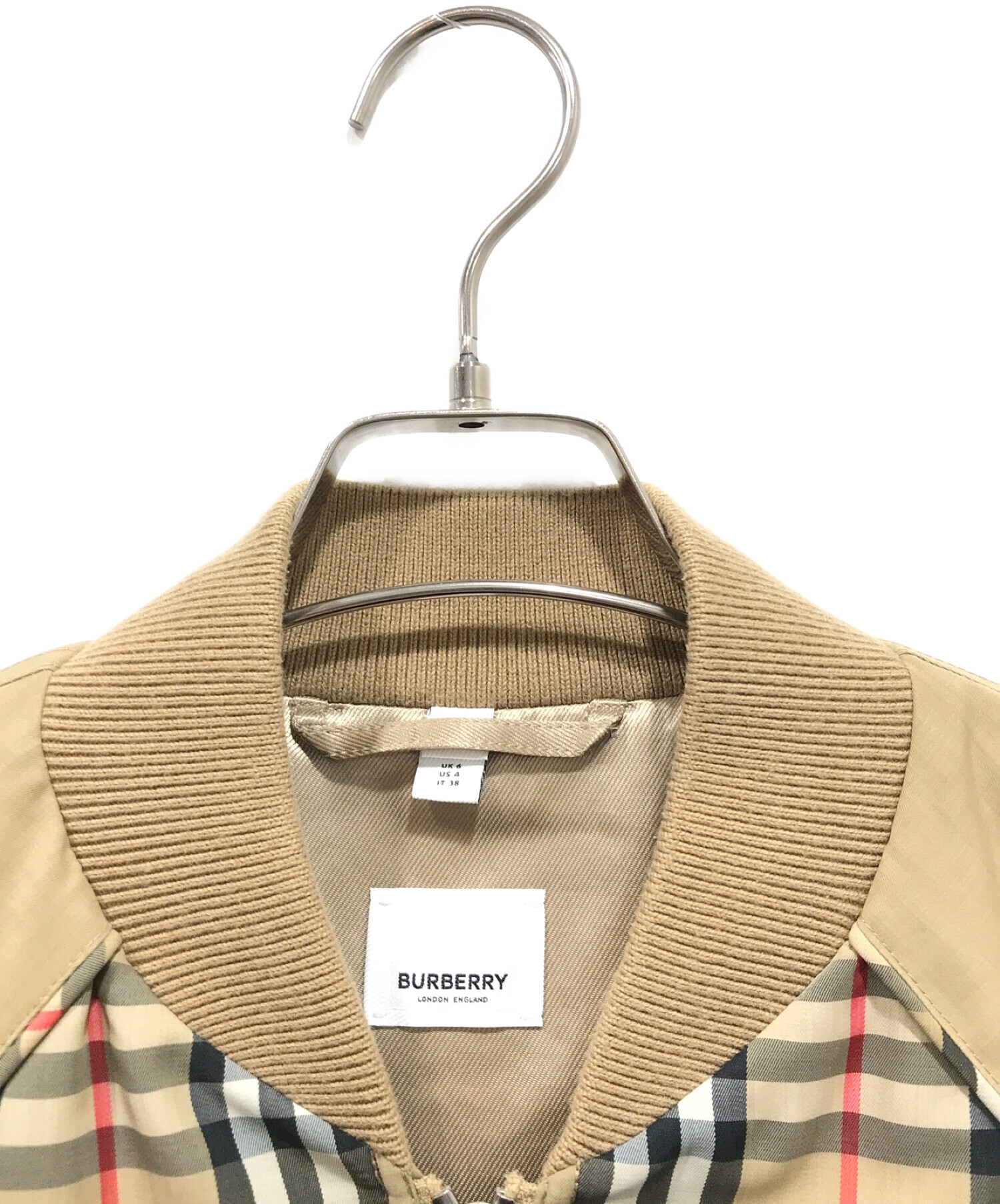 BURBERRY (バーバリー) チェックボンバージャケット ベージュ サイズ:UK6