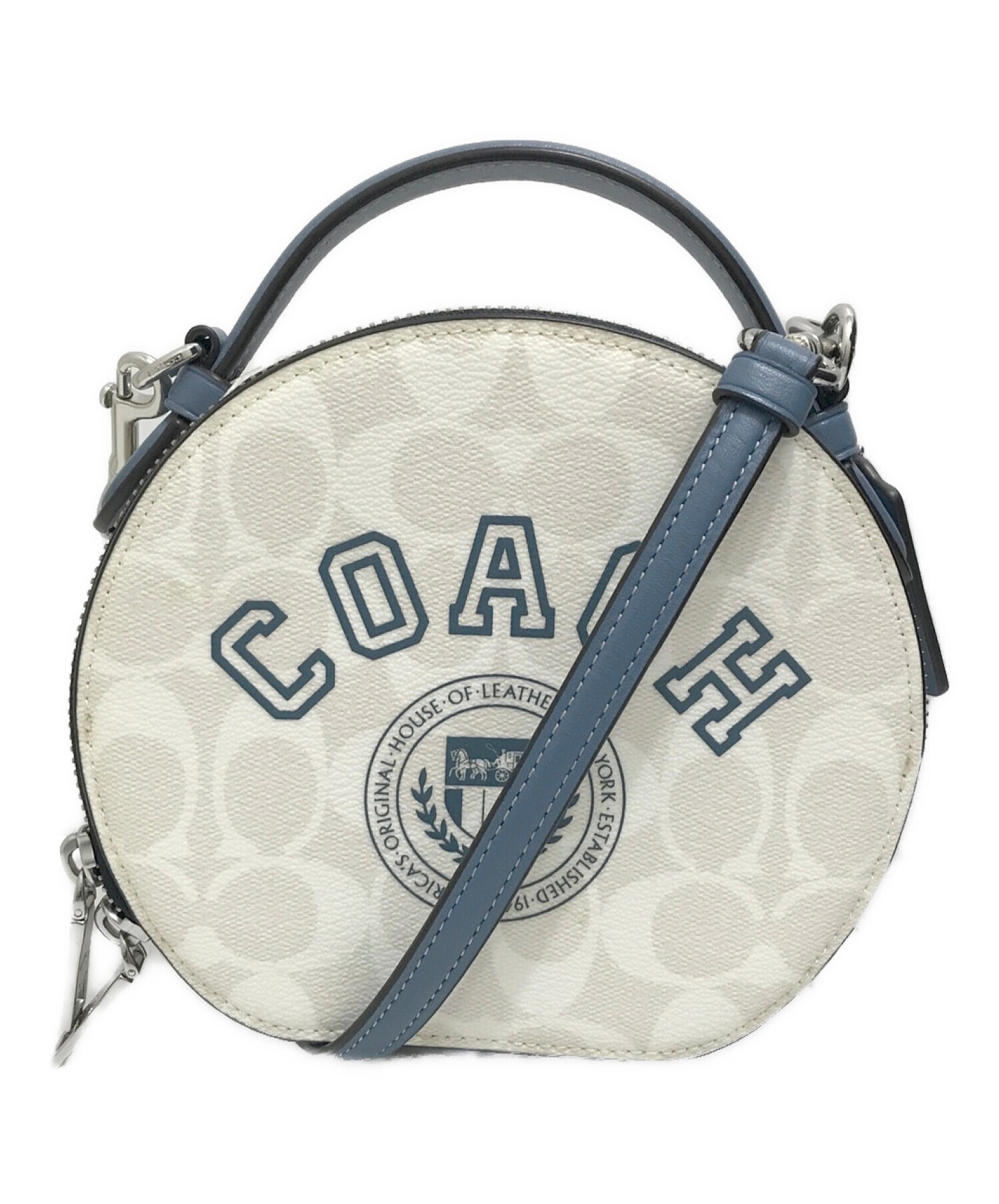 中古・古着通販】COACH (コーチ) ショルダーバッグ ホワイト×ネイビー 