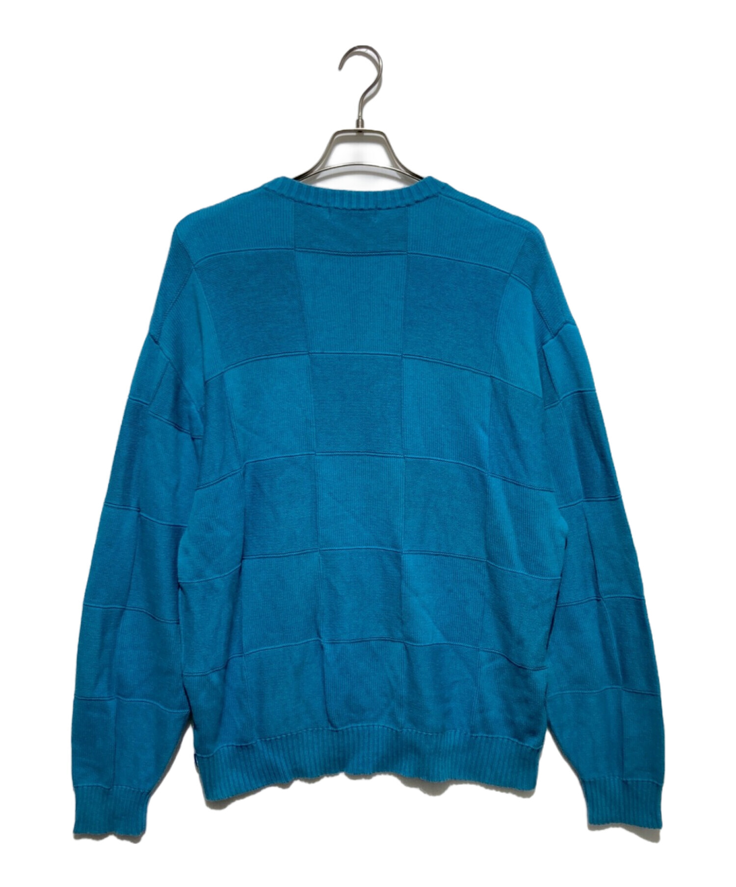 SUPREME (シュプリーム) Tonal Checkerboard Small Box Sweater (トナル　チェッカーボード　スモール　 ボックス　セーター) ブルー サイズ:L