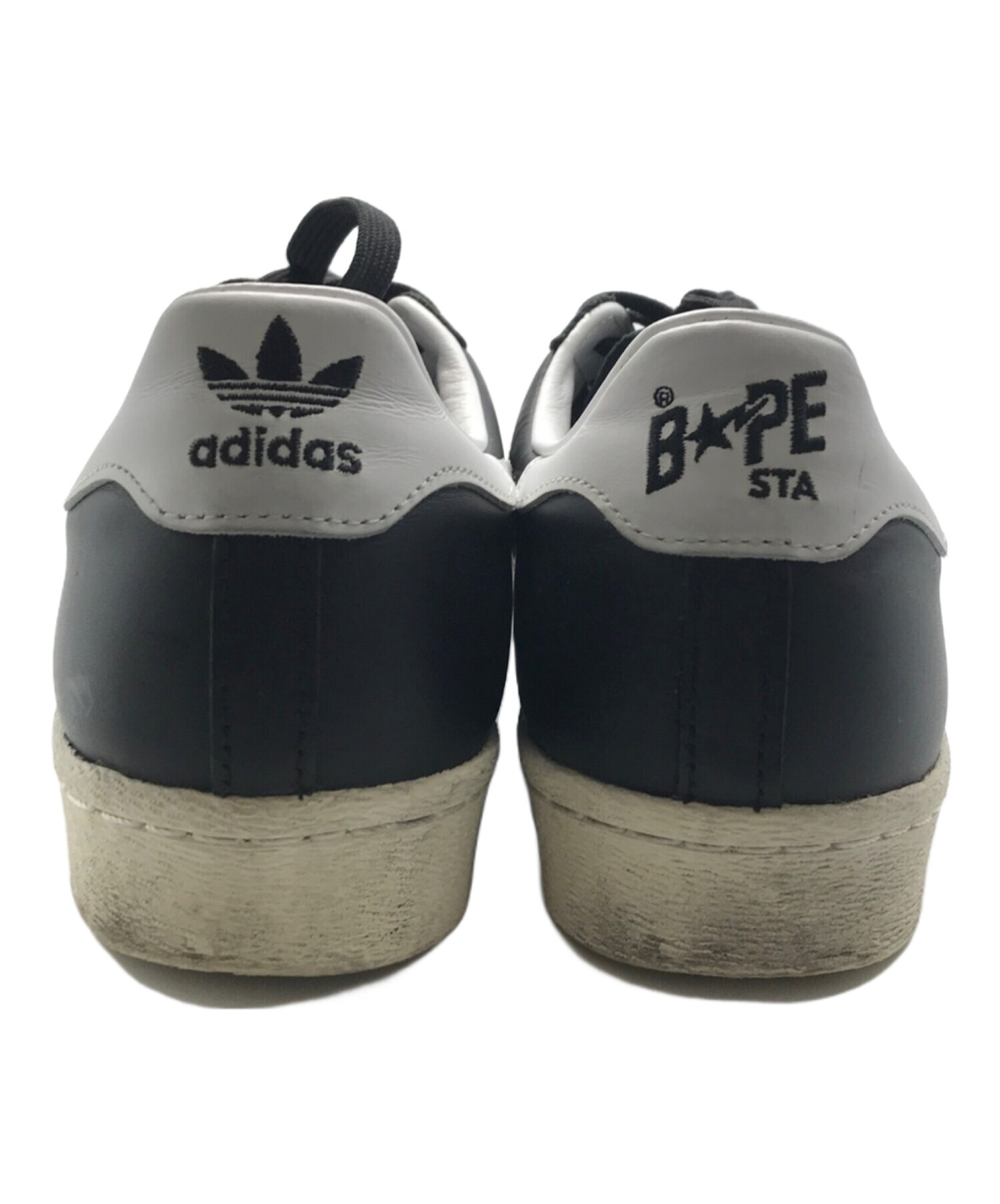 adidas (アディダス) A BATHING APE (アベイシングエイプ) スーパースター 80S BAPE ブラック×ホワイト サイズ:27㎝