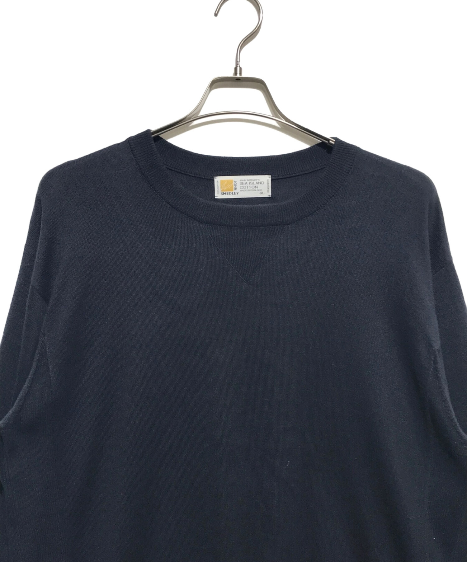 JOHN SMEDLEY (ジョンスメドレー) FRAGMENT DESIGN (フラグメントデザイン) クルーネックニット ネイビー サイズ:XL