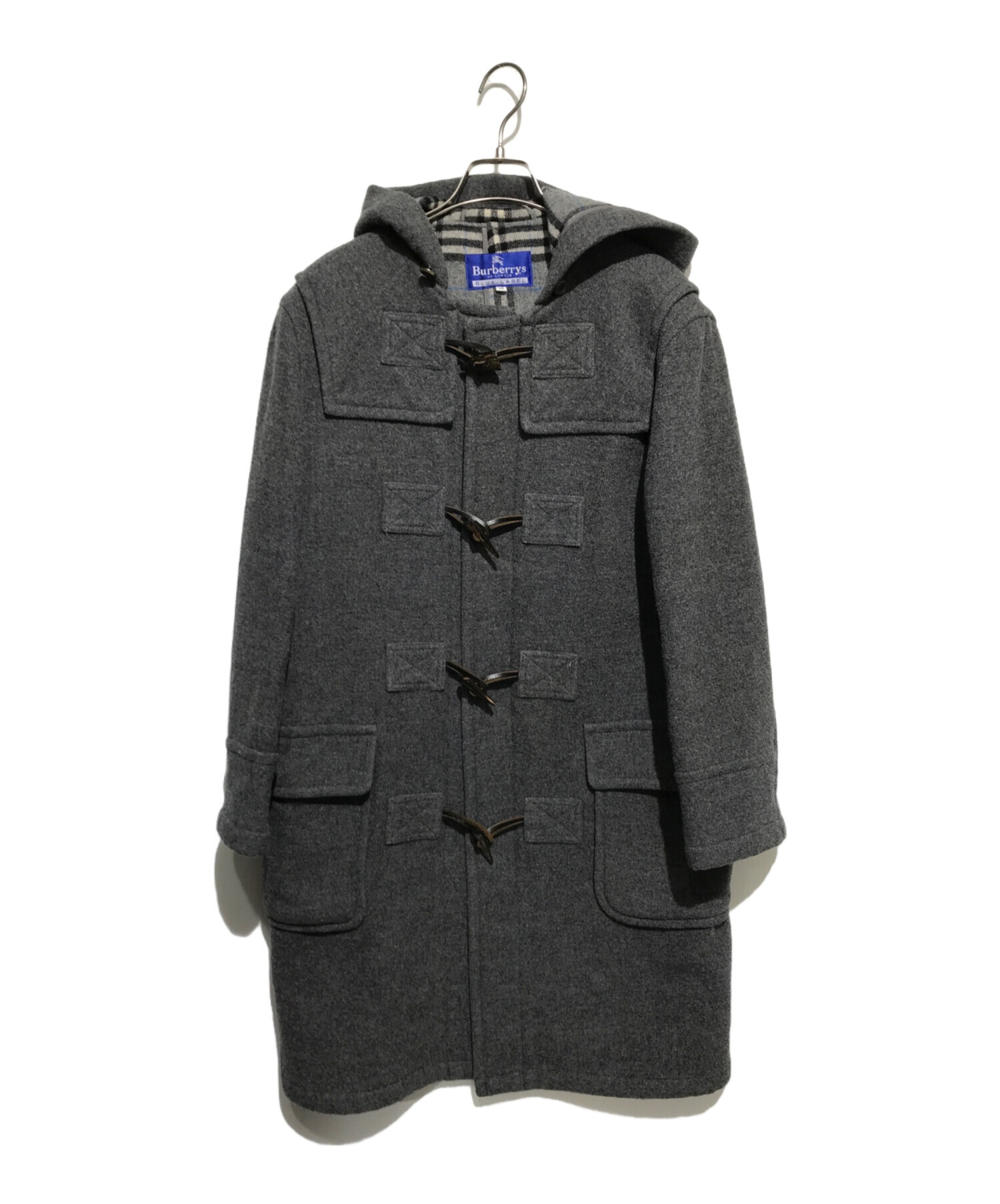 BURBERRY BLUE LABEL (バーバリーブルーレーベル) 裏チェックダッフルコート グレー サイズ:38