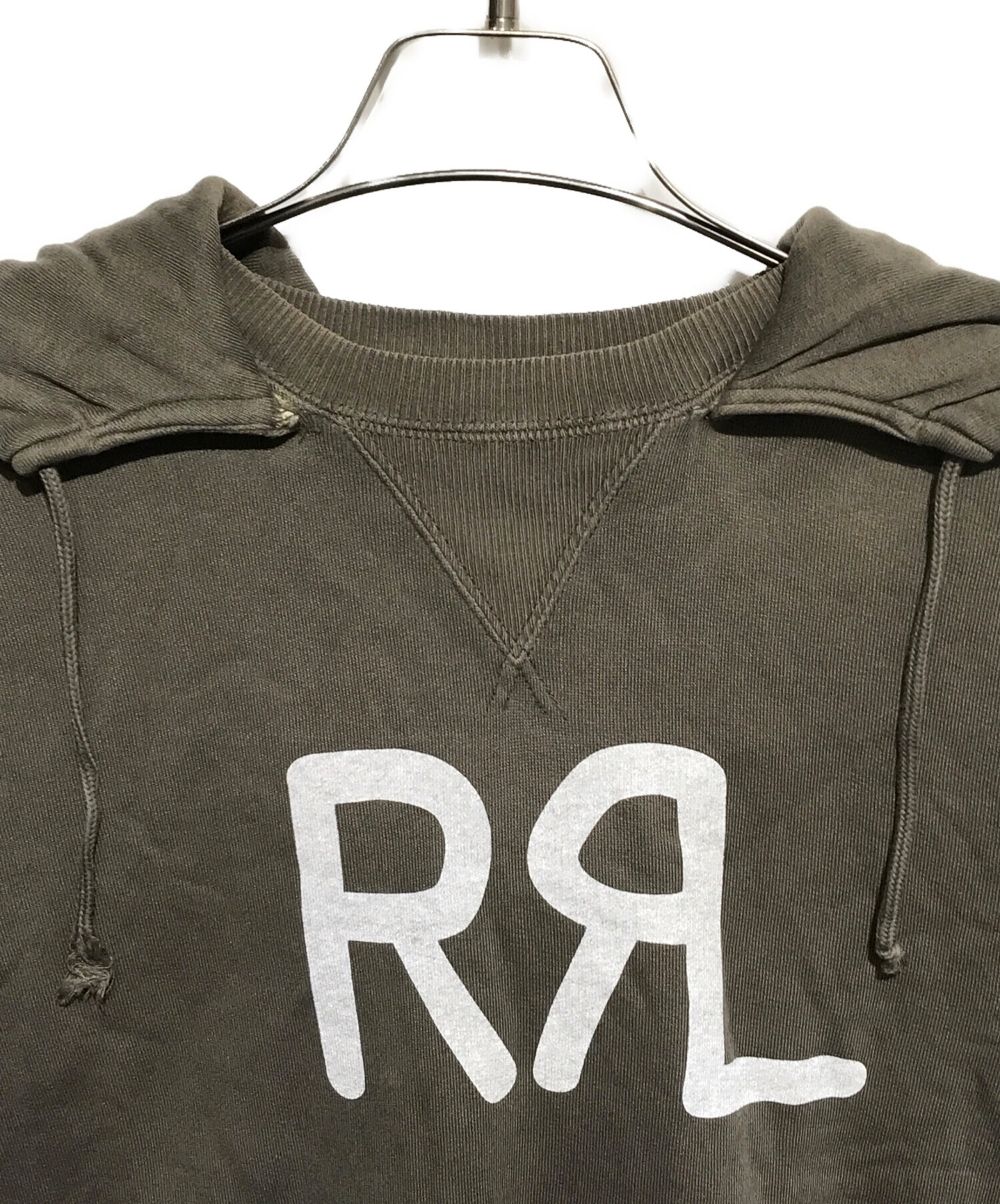 RRL (ダブルアールエル) ロゴプリントパーカー カーキ サイズ:S