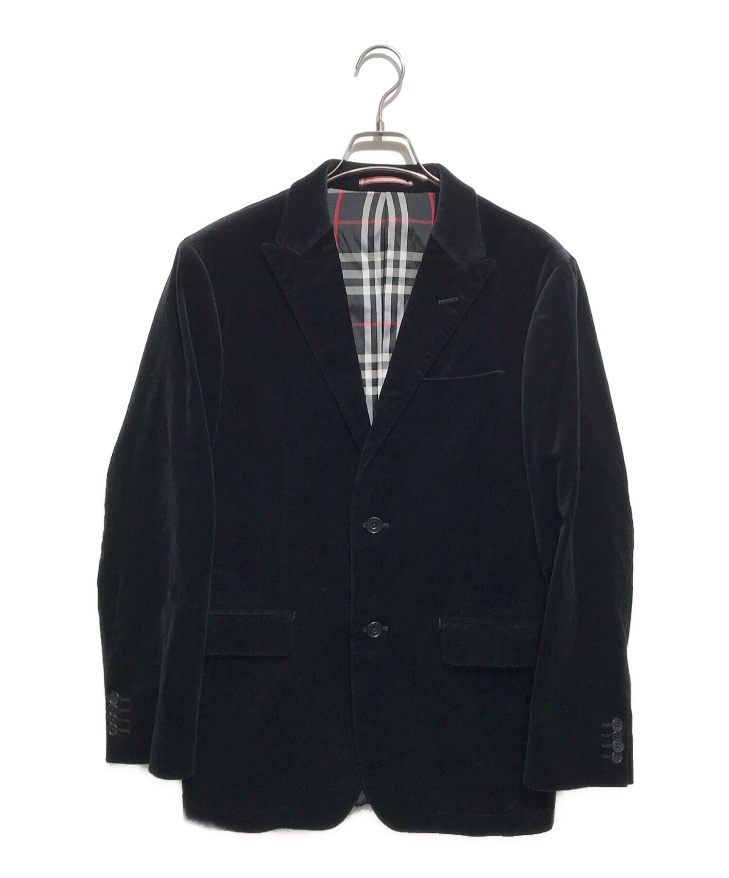 中古・古着通販】BURBERRY BLACK LABEL (バーバリーブラックレーベル) ベロアテーラードジャケット ブラック  サイズ:M｜ブランド・古着通販 トレファク公式【TREFAC FASHION】スマホサイト