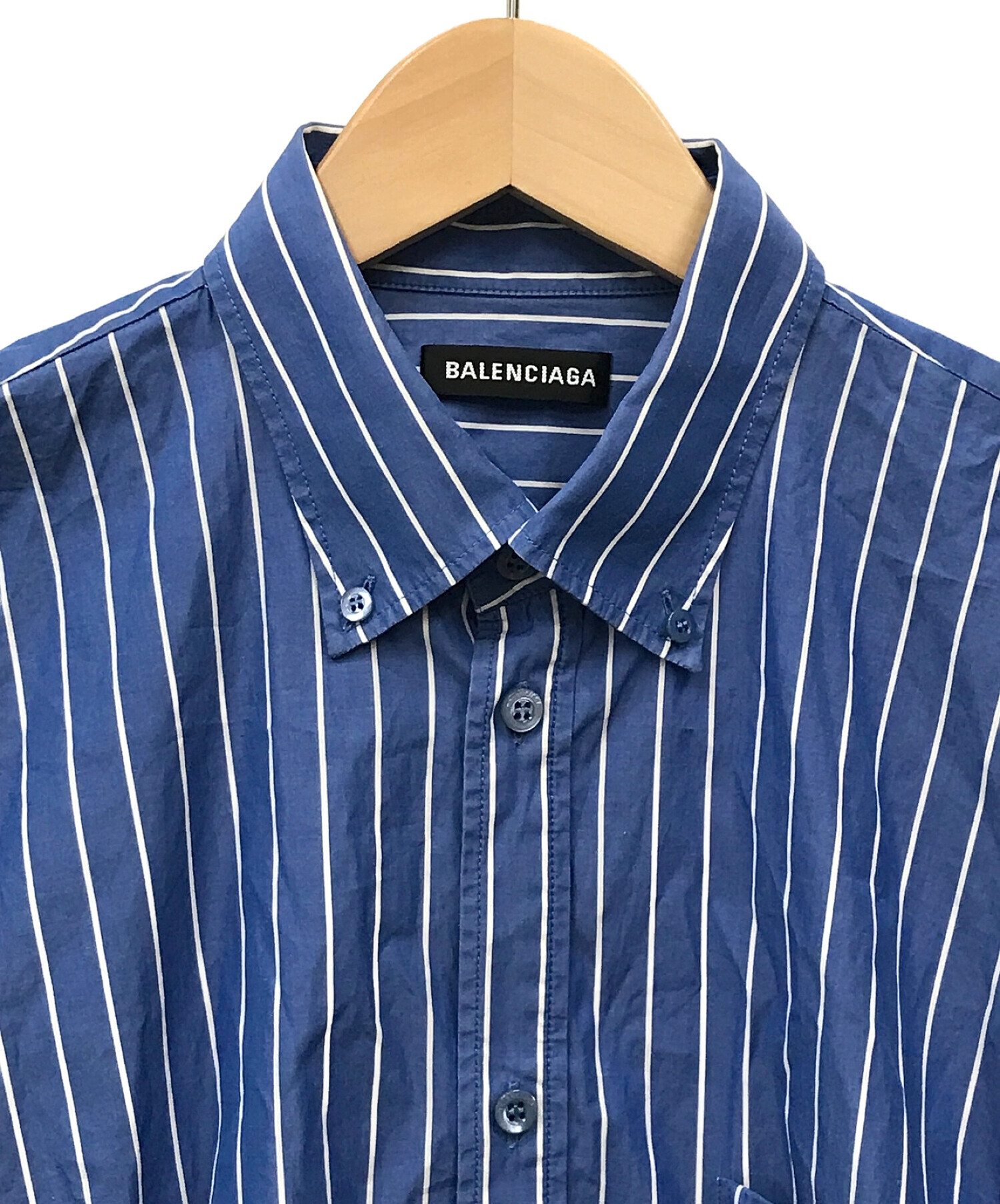 中古・古着通販】BALENCIAGA (バレンシアガ) logo stripe shirt スカイ ...