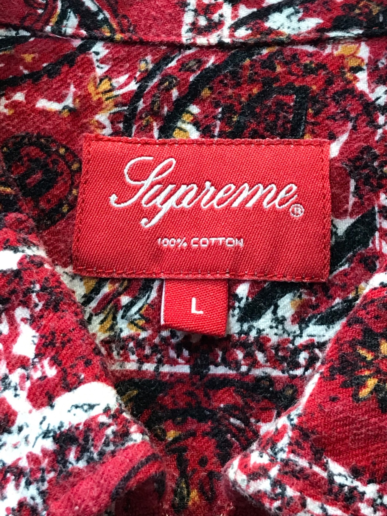 SUPREME (シュプリーム) broken paisley flannel zip shirt ペイズリーフランネルジップシャツ ジャケット  レッド サイズ:L