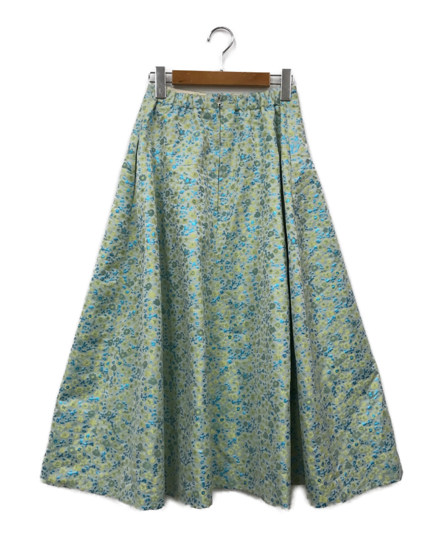 BLAMINK (ブラミンク) フラワージャカードトラペーズスカート/ フレアスカート スカイブルー サイズ:38
