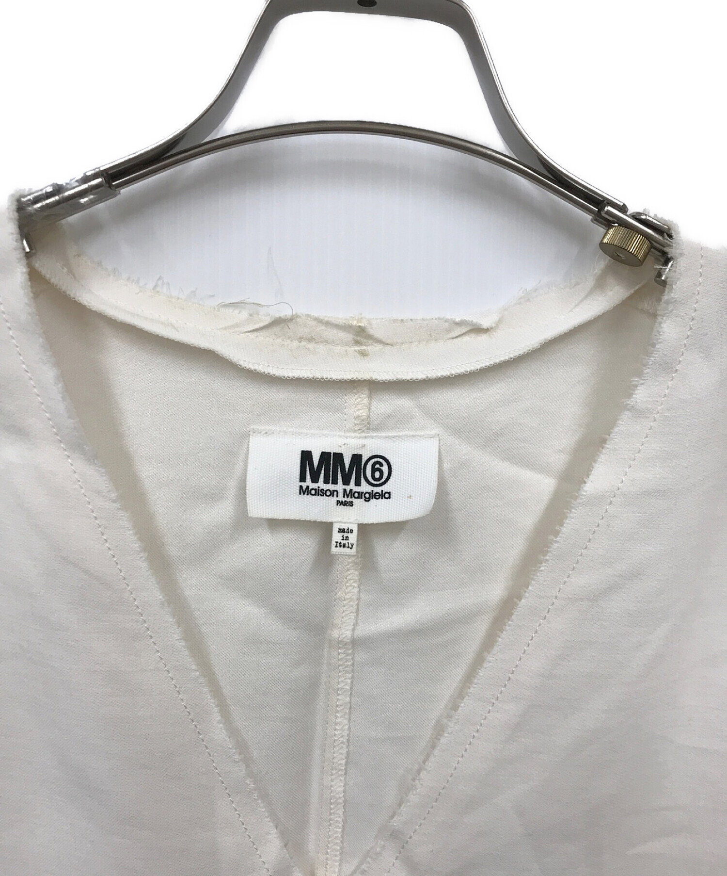 MM6 Maison Margiela (エムエムシックス メゾンマルジェラ) カットオフワンピース/ロングカットソー ホワイト サイズ:40