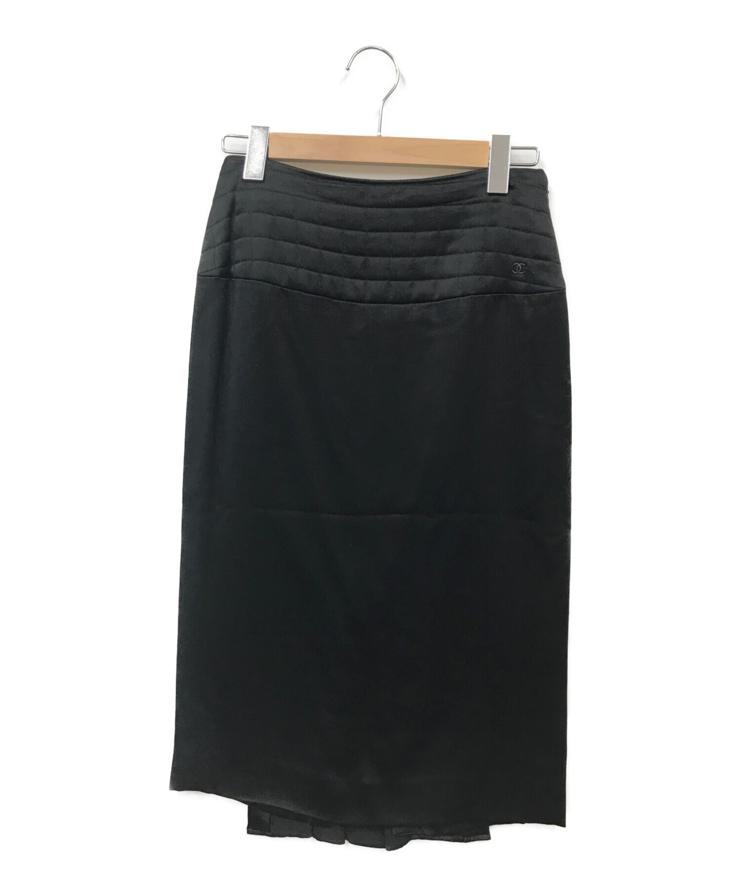 CHANEL (シャネル) ココマークシルクスカート ブラック サイズ:34